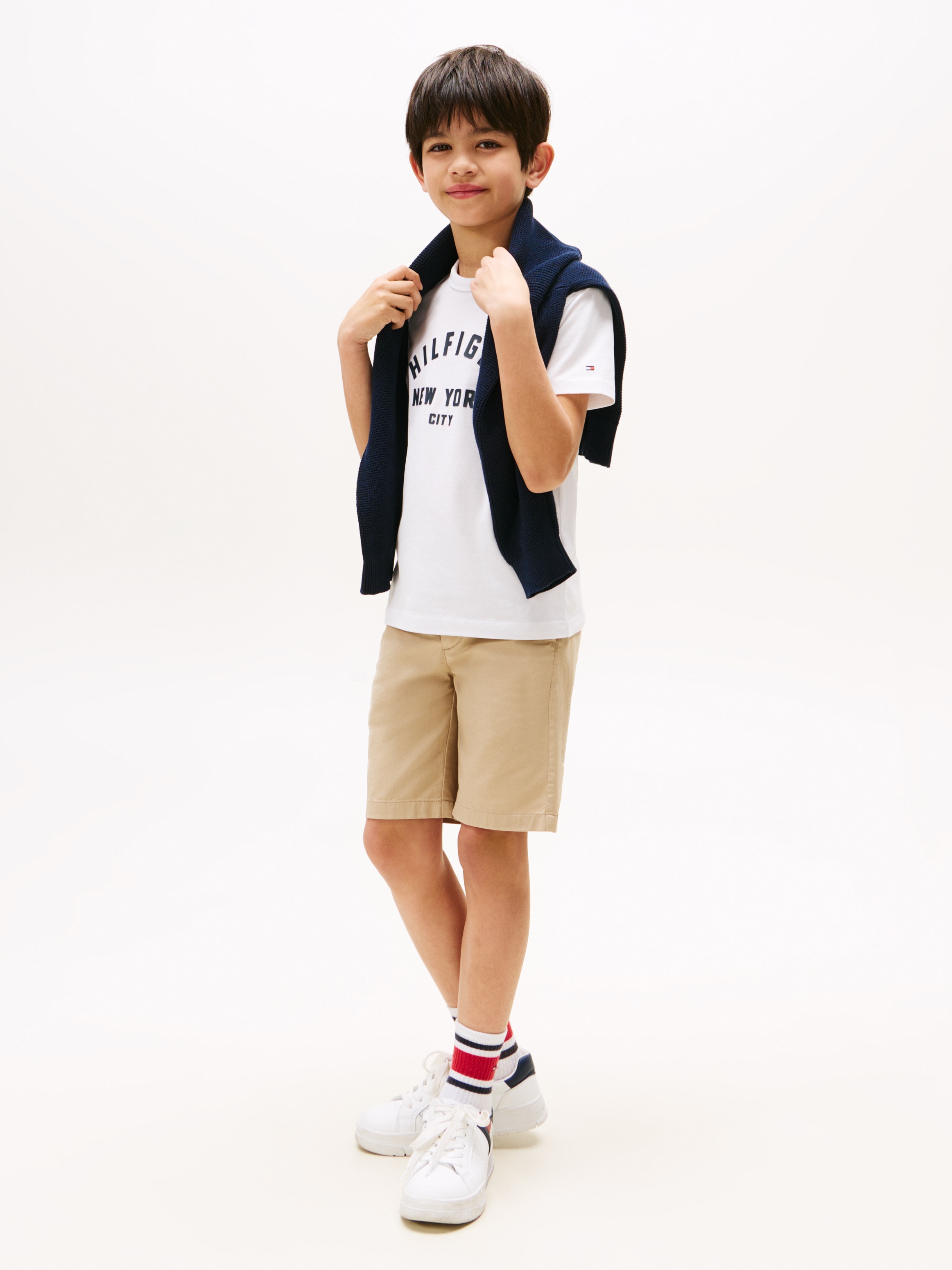 Tommy Hilfiger T-Shirt »CURVED HILFIGER GRAPHIC TEE SS«, für Kinder bis 16 Jahre, grosser Logo-Print