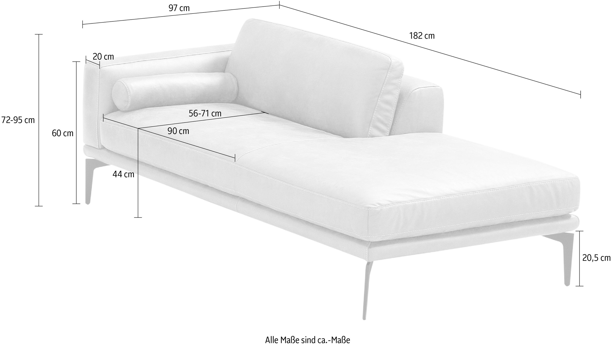 Egoitaliano Ottomane »Masu, Design trifft super Sitzkomfort, mit toller Detailverarbeitung«, Rückenkissen und Armteilrolle für mehr Komfort, mit Metallfüssen