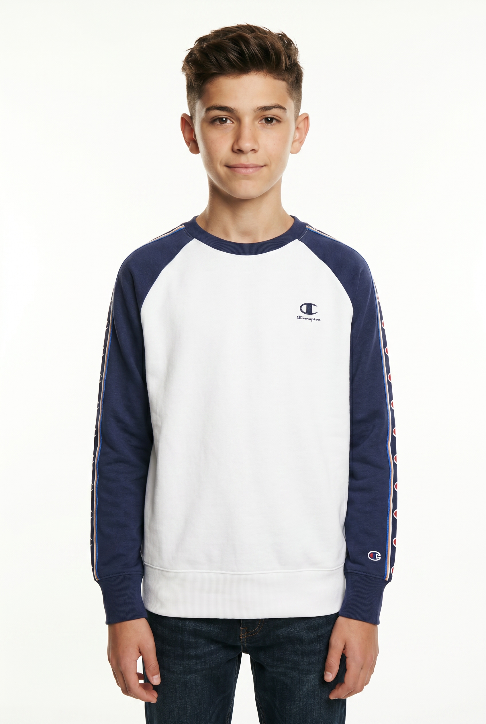 Image of Champion Sweatshirt "Sports-inspired Terry Hoodie with Tape detailing", für Kinder geeignet, aus Baumwolle und Polyester