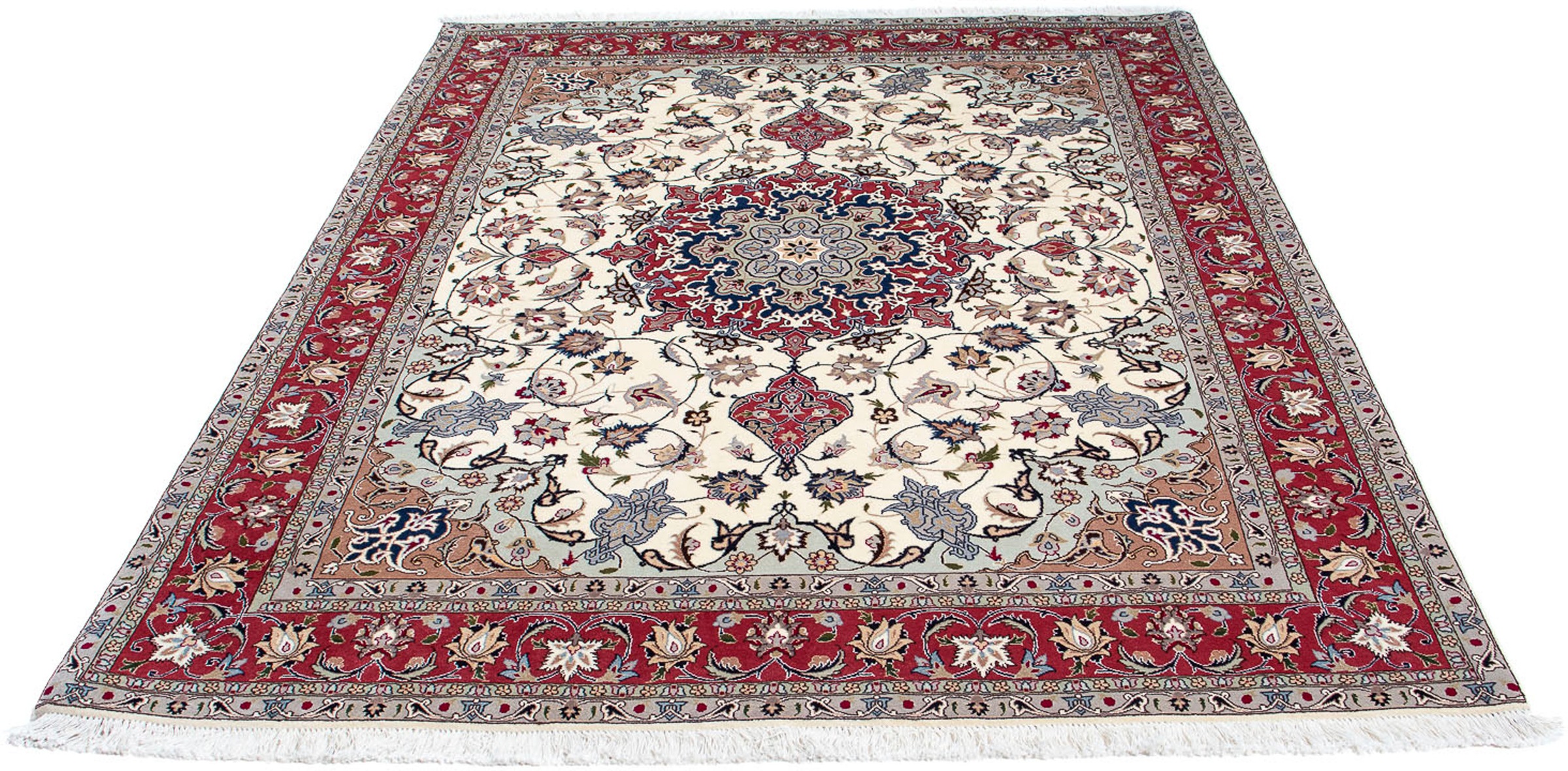 Image of morgenland Orientteppich »Perser - Täbriz - Royal - 202 x 156 cm - beige«, rechteckig, 7 mm Höhe, Wohnzimmer, Handgeknüpft, Einzelstück mit Zertifikat bei Ackermann Versand Schweiz