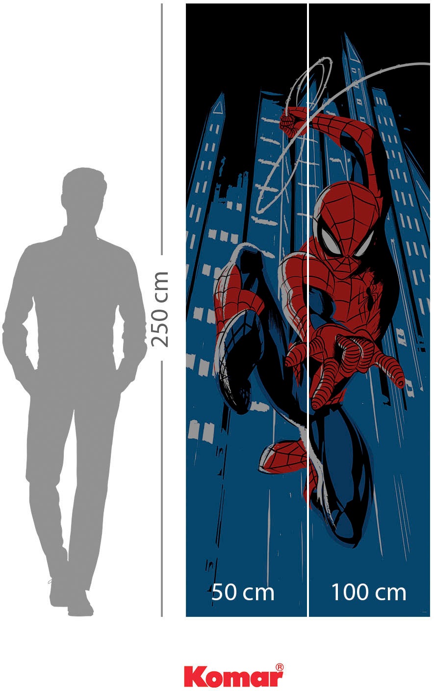 Komar Fototapete »Digitaldruck Vlies - Spider-Man Rooftop-Rockin‘ - Grösse 100 x 250 cm«, bedruckt, Kinderzimmer