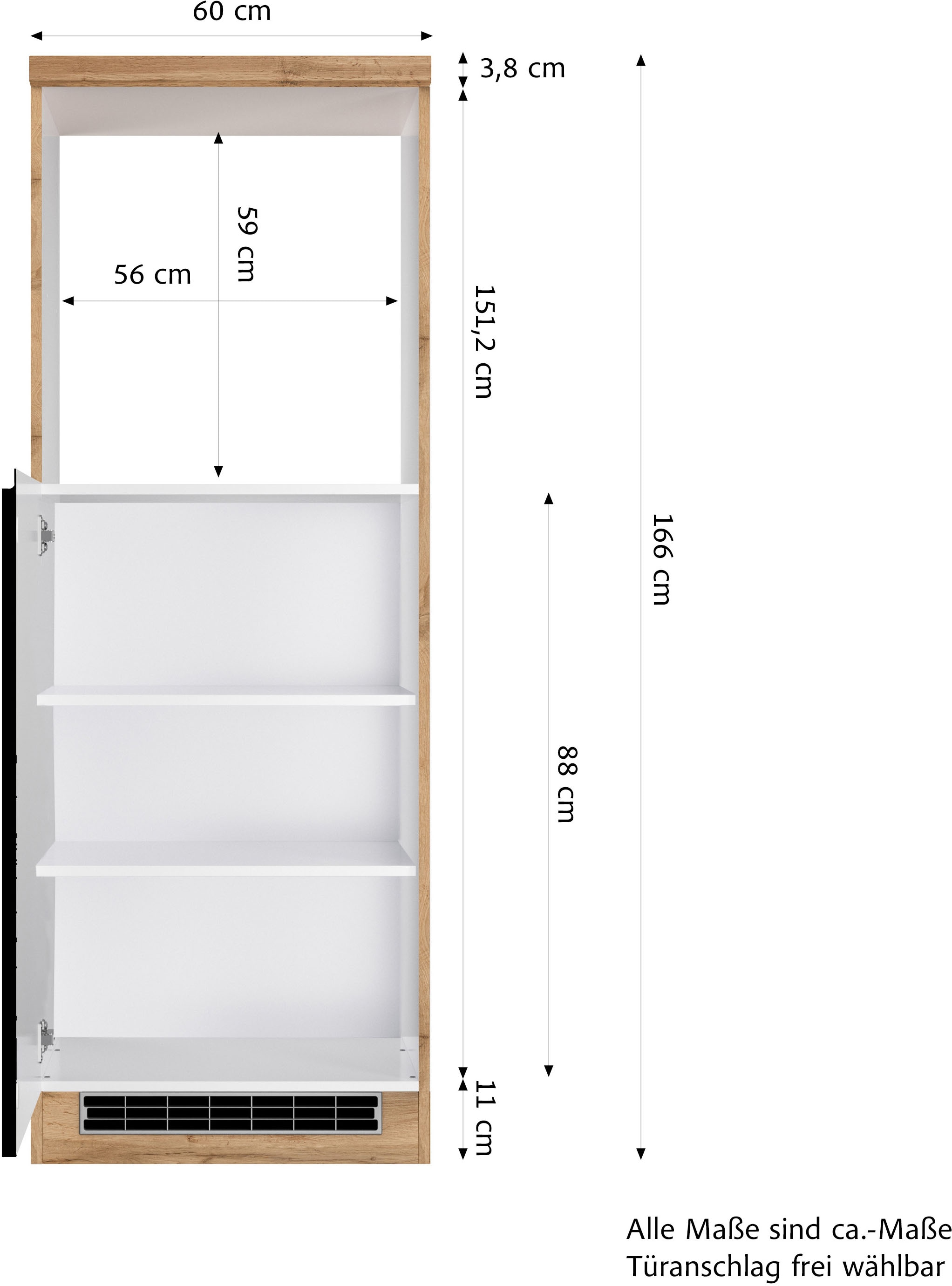 KOCHSTATION Armoire d'encastrement pour four »KS-Virginia,neu in verbesserter Ausführung« Rangement, Softclose,  largeur 60 cm, hauteur 166 cm niche pour poêle L/H/P : 56/59/55 cm