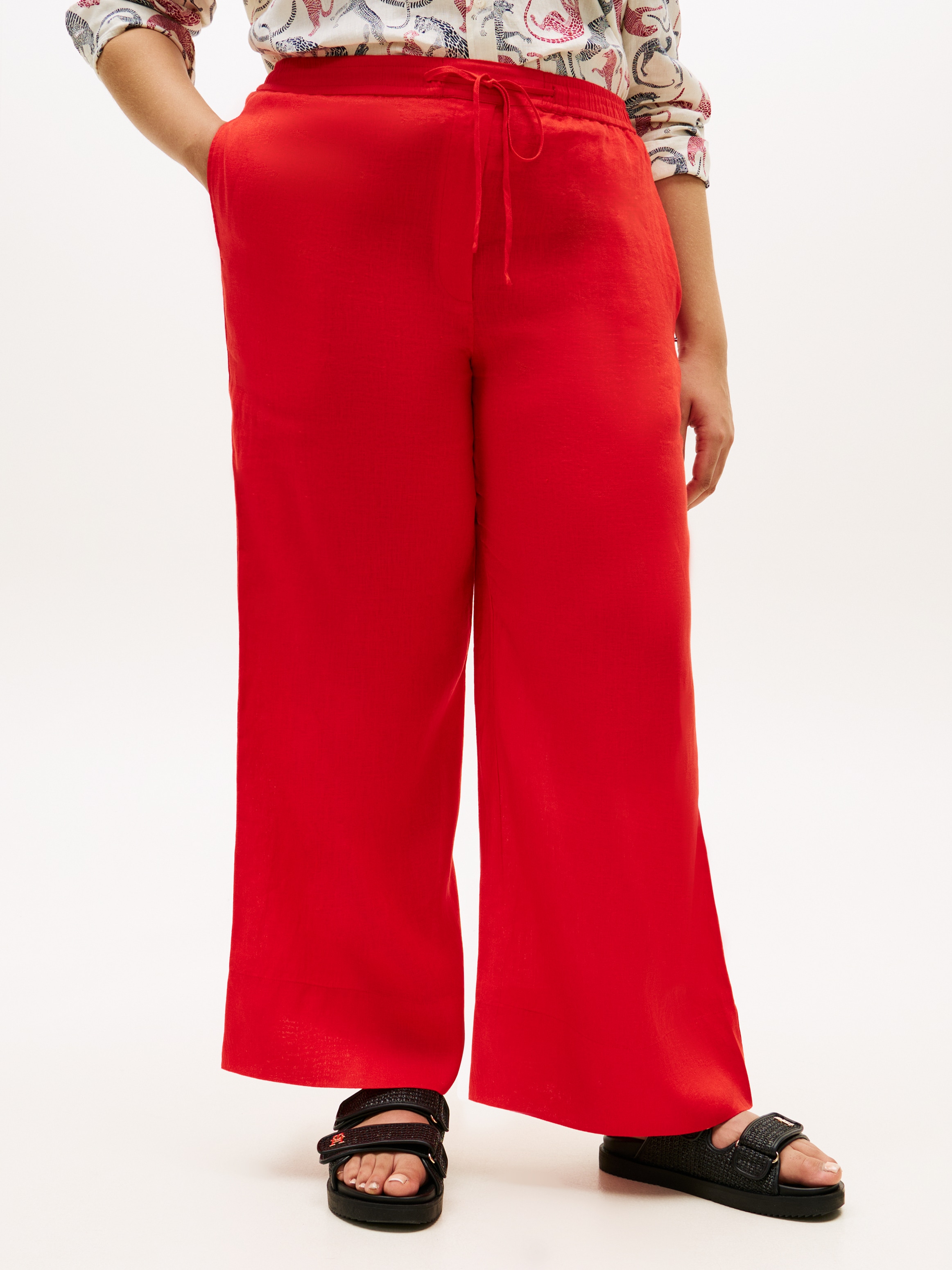 Image of Tommy Hilfiger Curve Stoffhose "CRV ESS LINEN PULL ON PANTS" in grossen Grössen