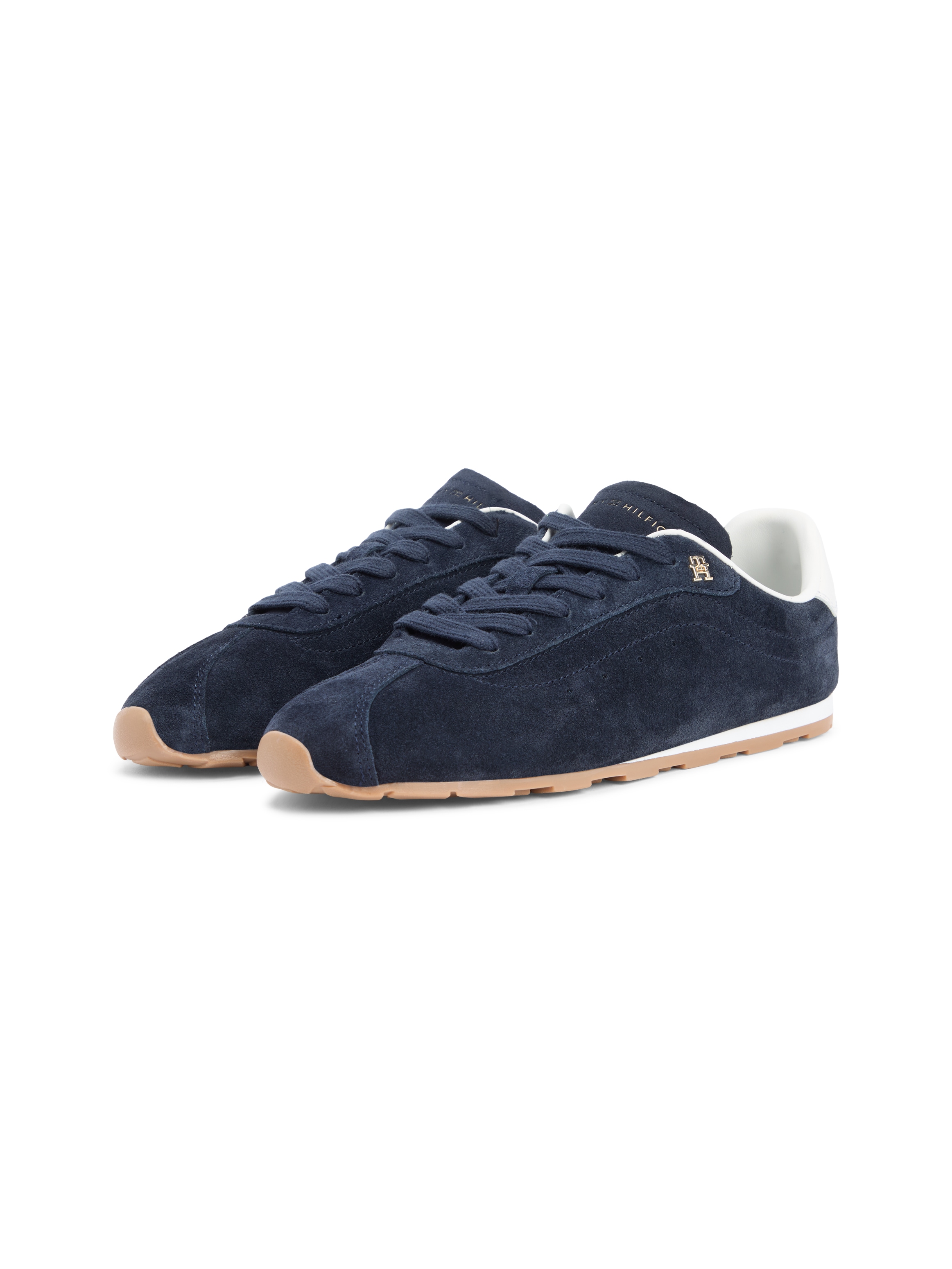 Image of Tommy Hilfiger Sneaker "TH BELLA LOW RUNNER SUEDE" Halbschuh, Schnürer, Freizeitschuh mit kontrastfarbenem Fersenbesatz
