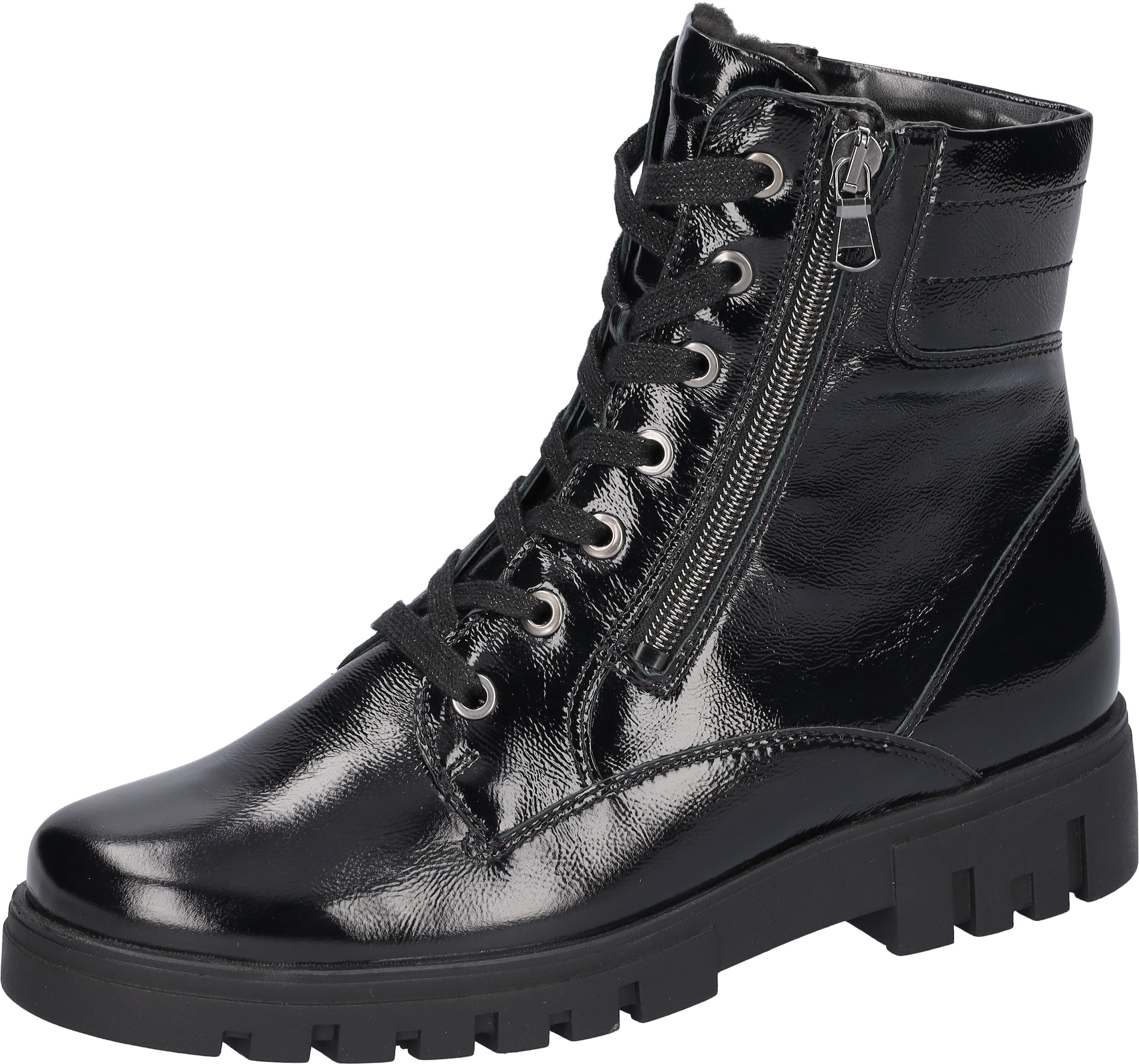 Waldläufer Schnürstiefelette »H-SERENA«, Schnürboots, Lackstiefelette, in Bequemweite G (=weit)