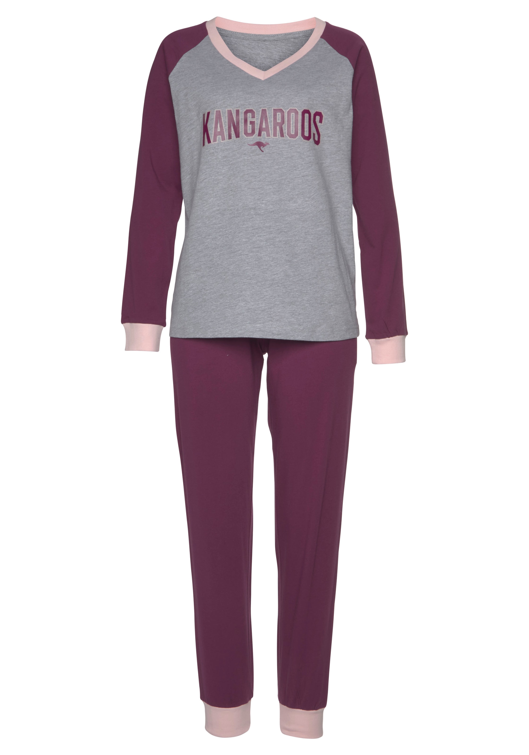 ♕ KangaROOS Pyjama, (2 tlg., 1 Stück), mit kontrastfarbenen Raglanärmeln  versandkostenfrei kaufen