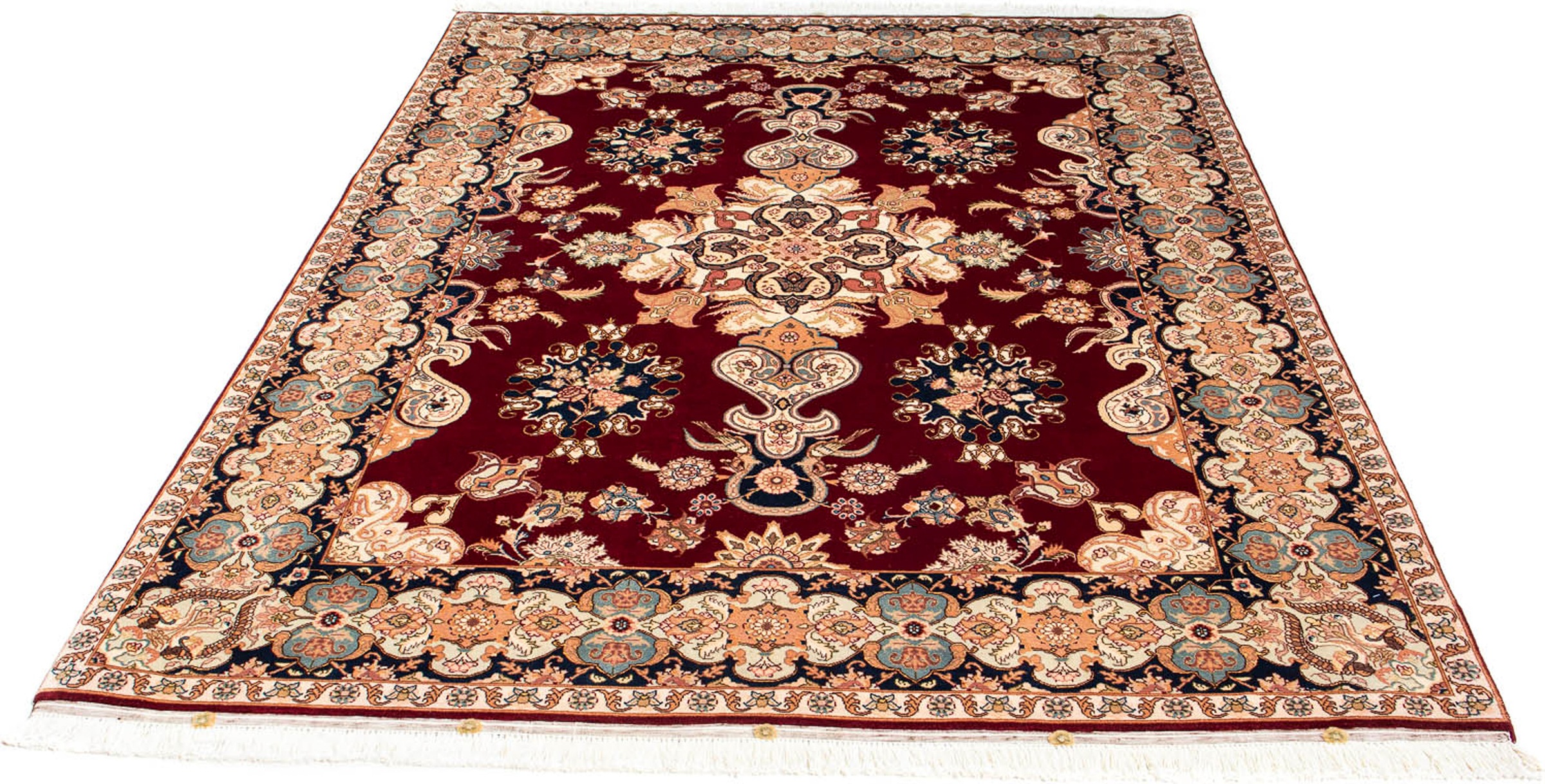 Image of morgenland Orientteppich »Perser - Täbriz - Royal - 202 x 152 cm - dunkelrot«, rechteckig, 7 mm Höhe, Wohnzimmer, Handgeknüpft, Einzelstück mit Zertifikat bei Ackermann Versand Schweiz