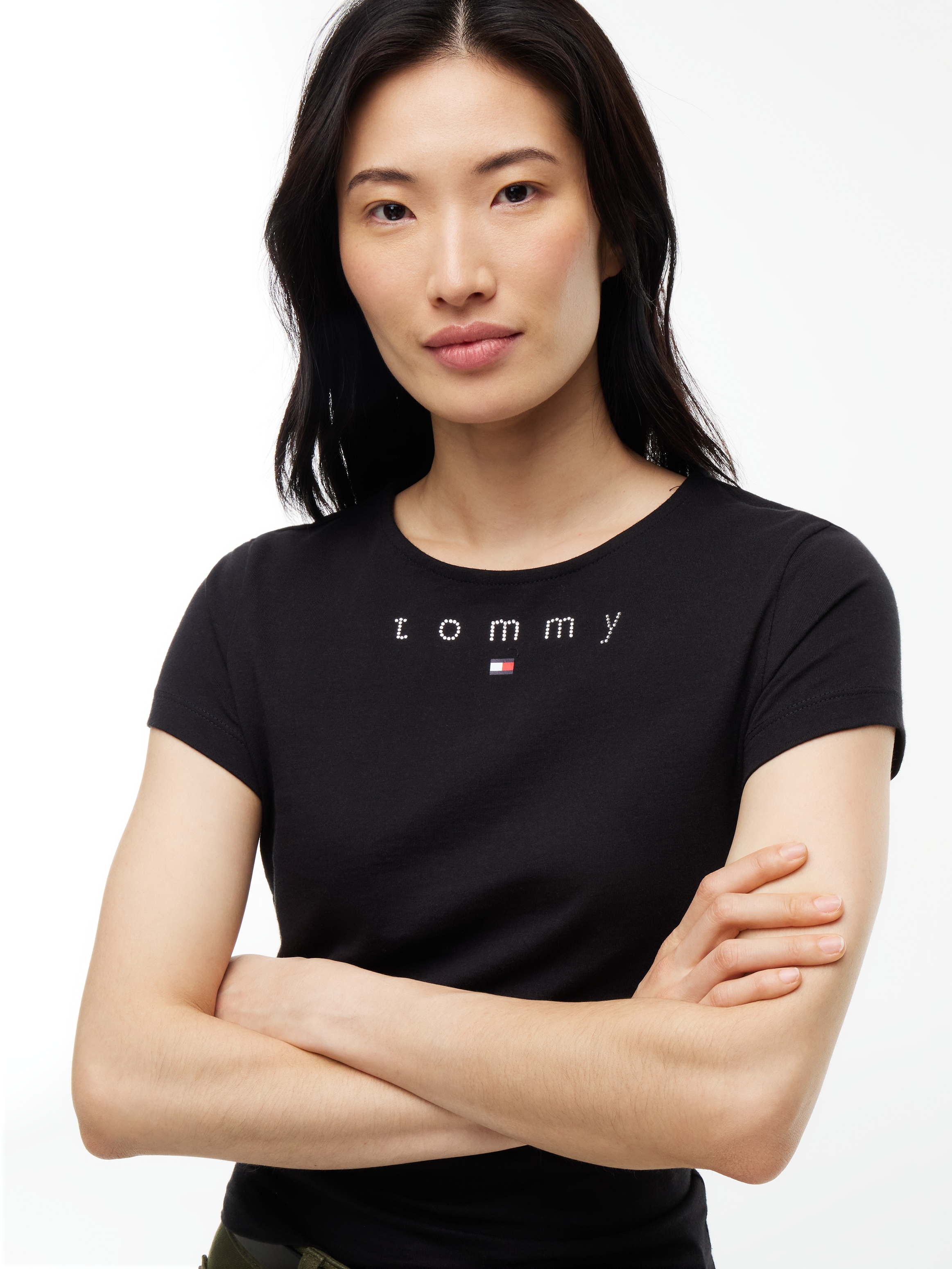 Tommy Jeans Rundhalsshirt »TJW SLIM TOMMY BLING SS TEE« Baumwolle, slim fit