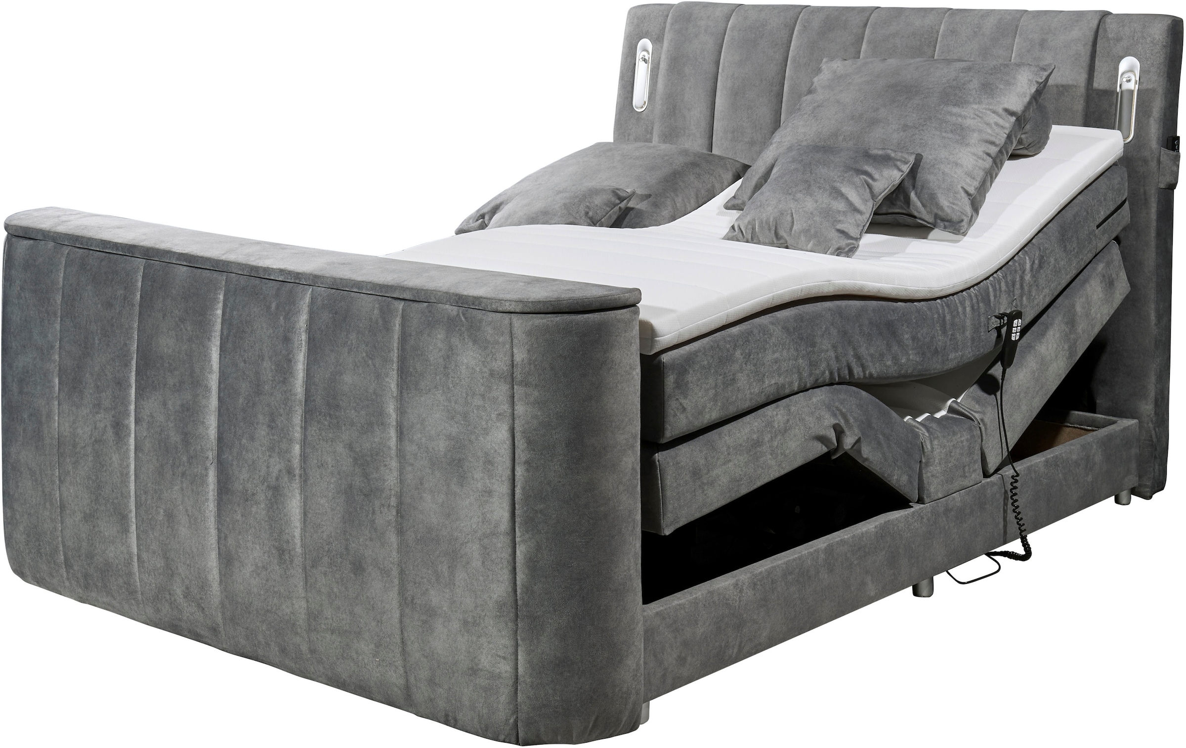 ED EXCITING DESIGN Lit boxspring »Dallas« 6 cuis tlg. inkl. Topper, LED-Beleuchtung, motorisierter TV Halterung und Motor