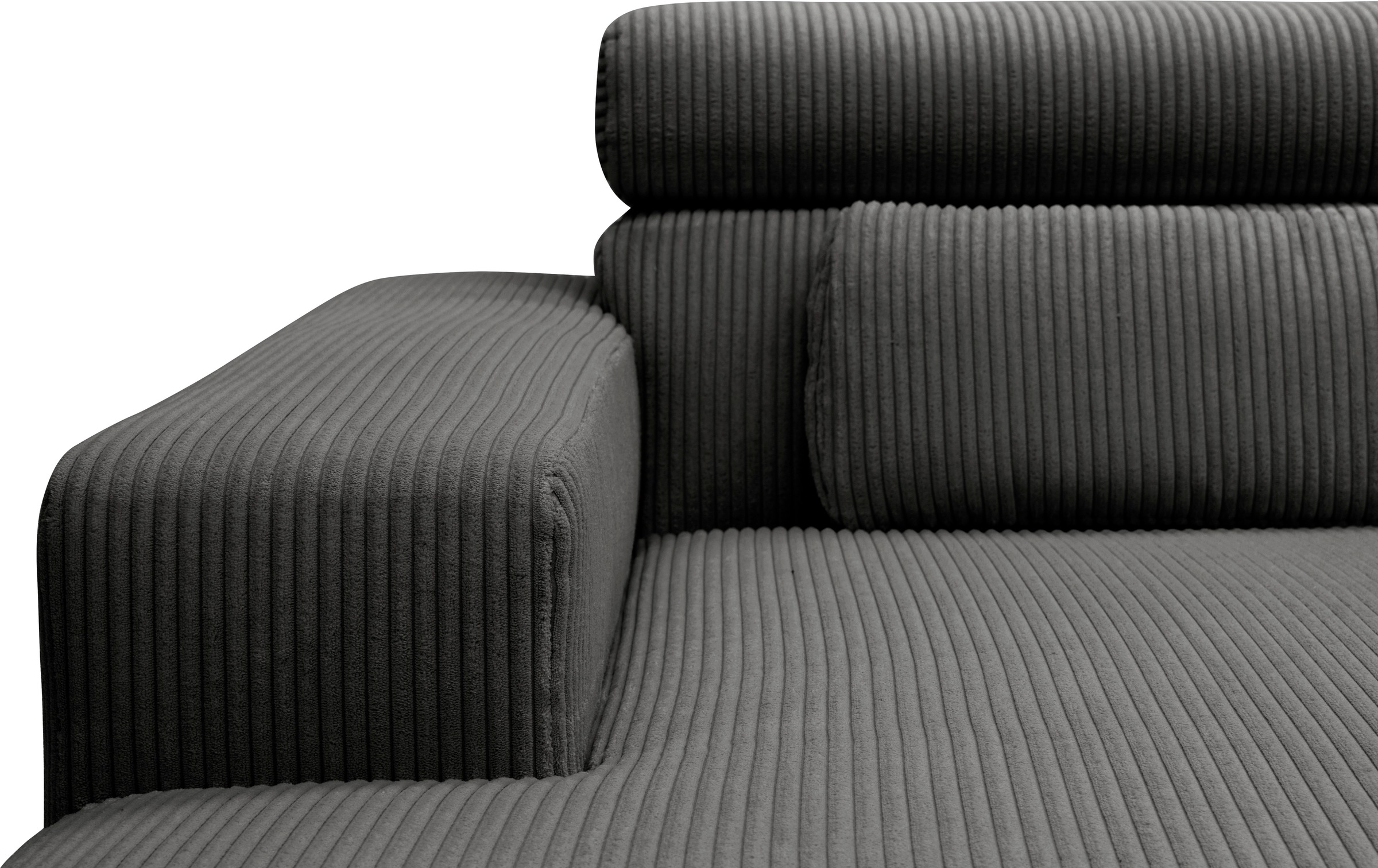 DOMO collection Wohnlandschaft »Brandon viele Bezugsarten, auch in Cord und Leder, incl. Nierenkissen«, mit Kopfteilverstellung, wahlweise Sitztiefenverstellung, U-Form