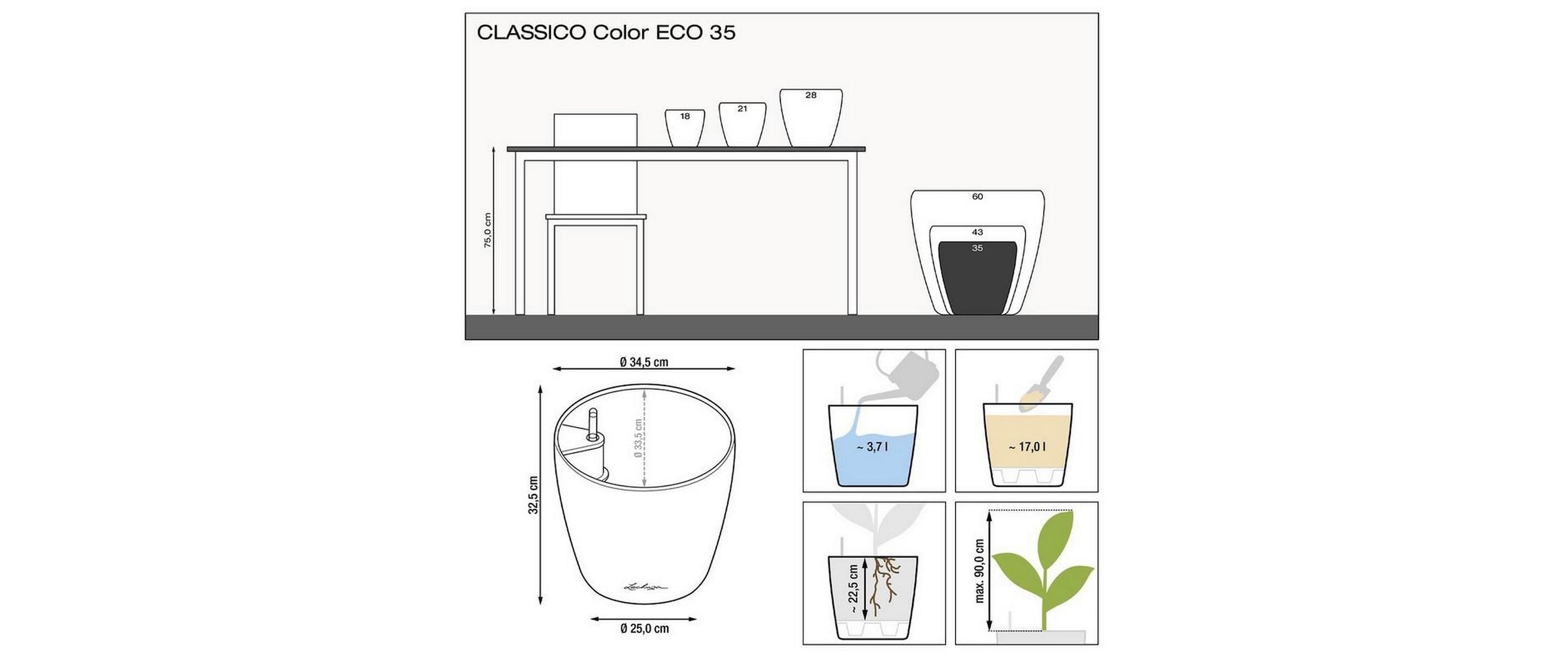 Blumentopf "Lechuza CLASSICO Eco 60"