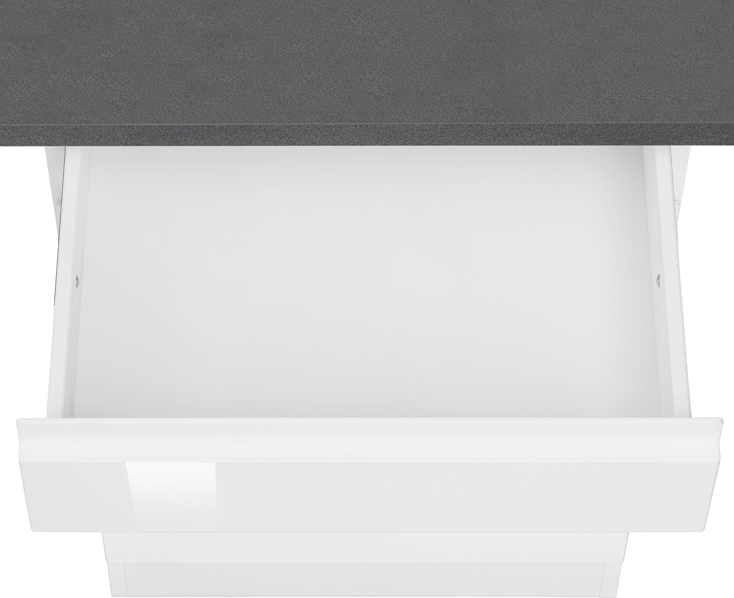 KOCHSTATION Küchenzeile »KS-Virginia,neu in verbesserter Ausführung« Arbeitsplatte 38 mm stark, Stauraum, Softclose,  Breite 280 cm, Soft-Close, wahlweise mit E-Geräten