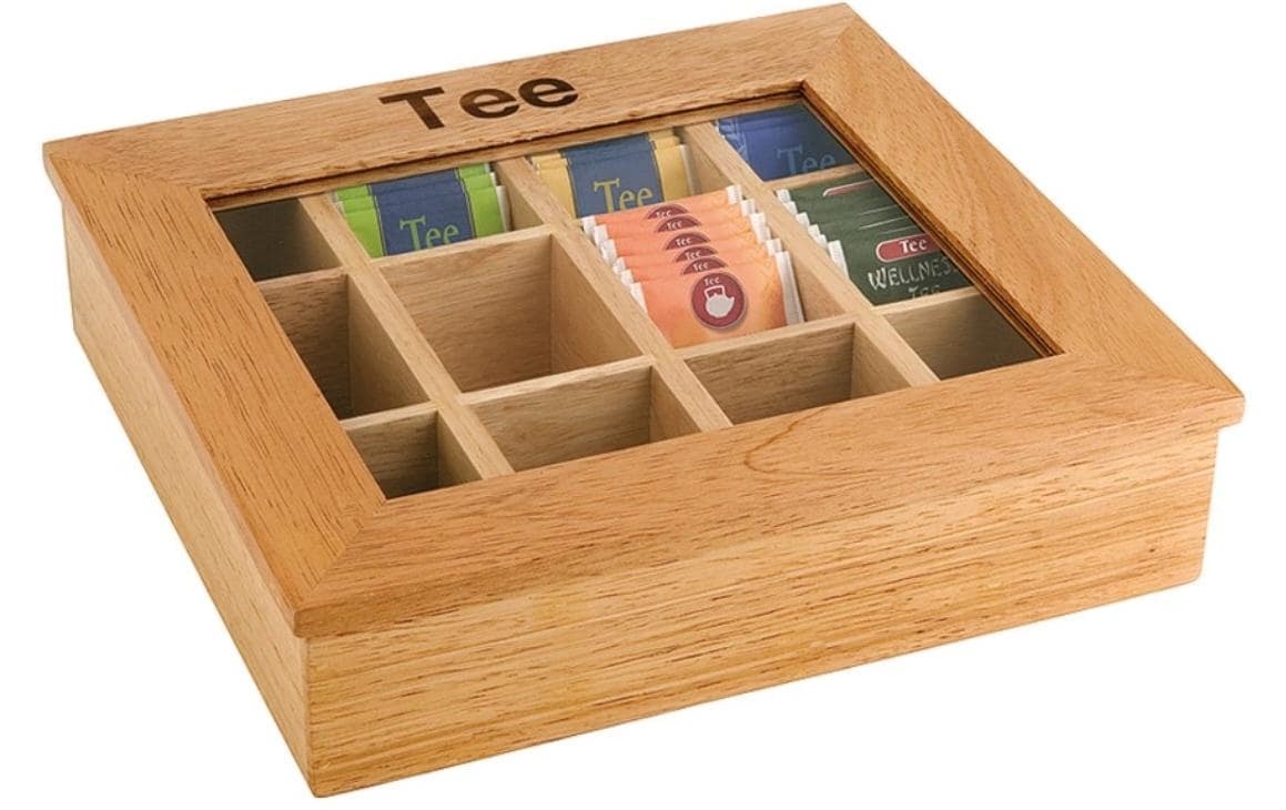 Image of APS Teebox "mit 12 Kammern" Teebox mit Sichtfenster und der Aufschrift Tee