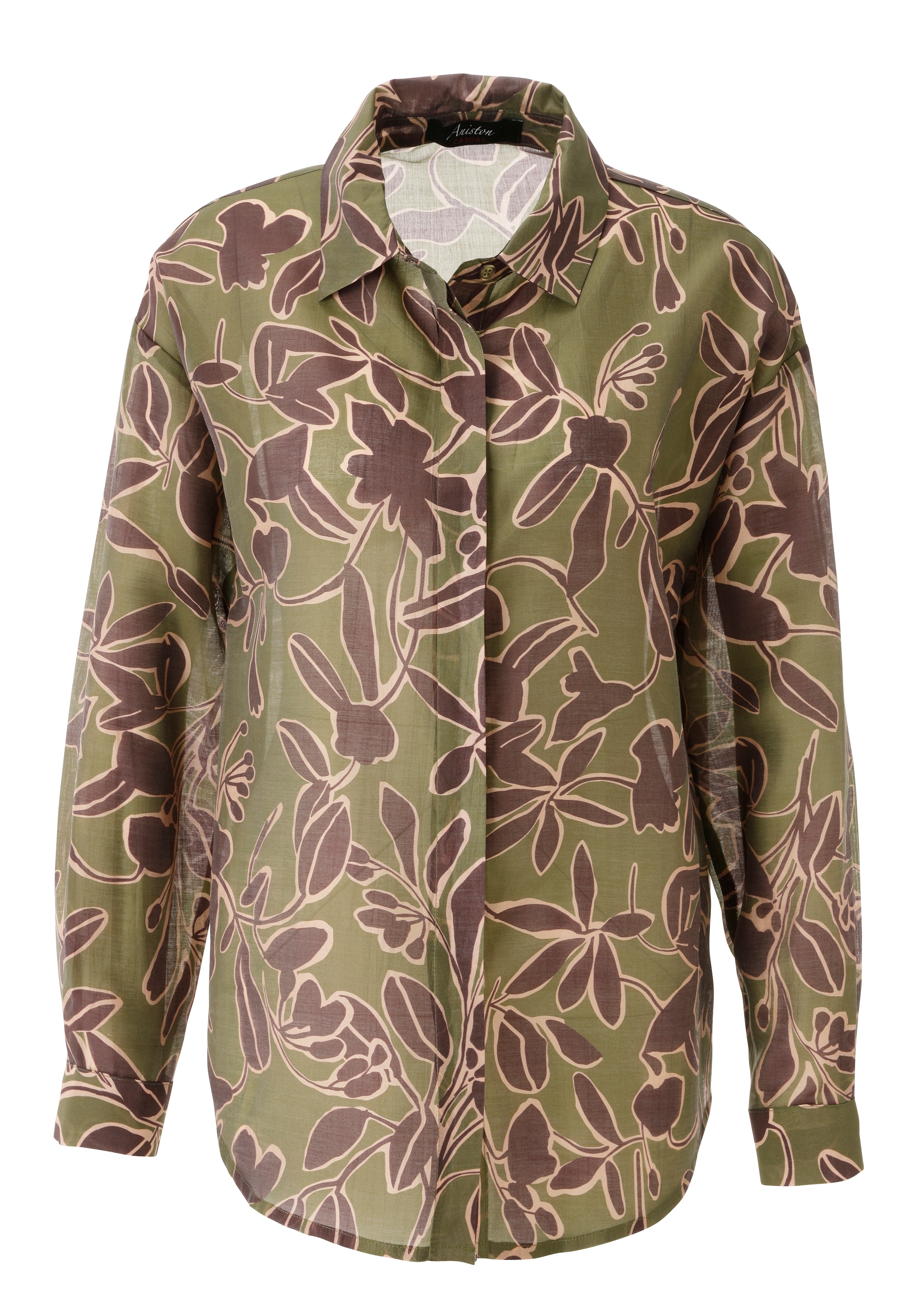 Aniston CASUAL Hemdbluse mit grossflächigen, grafischen Blumen bedruckt - NEUE KOLLEKTION