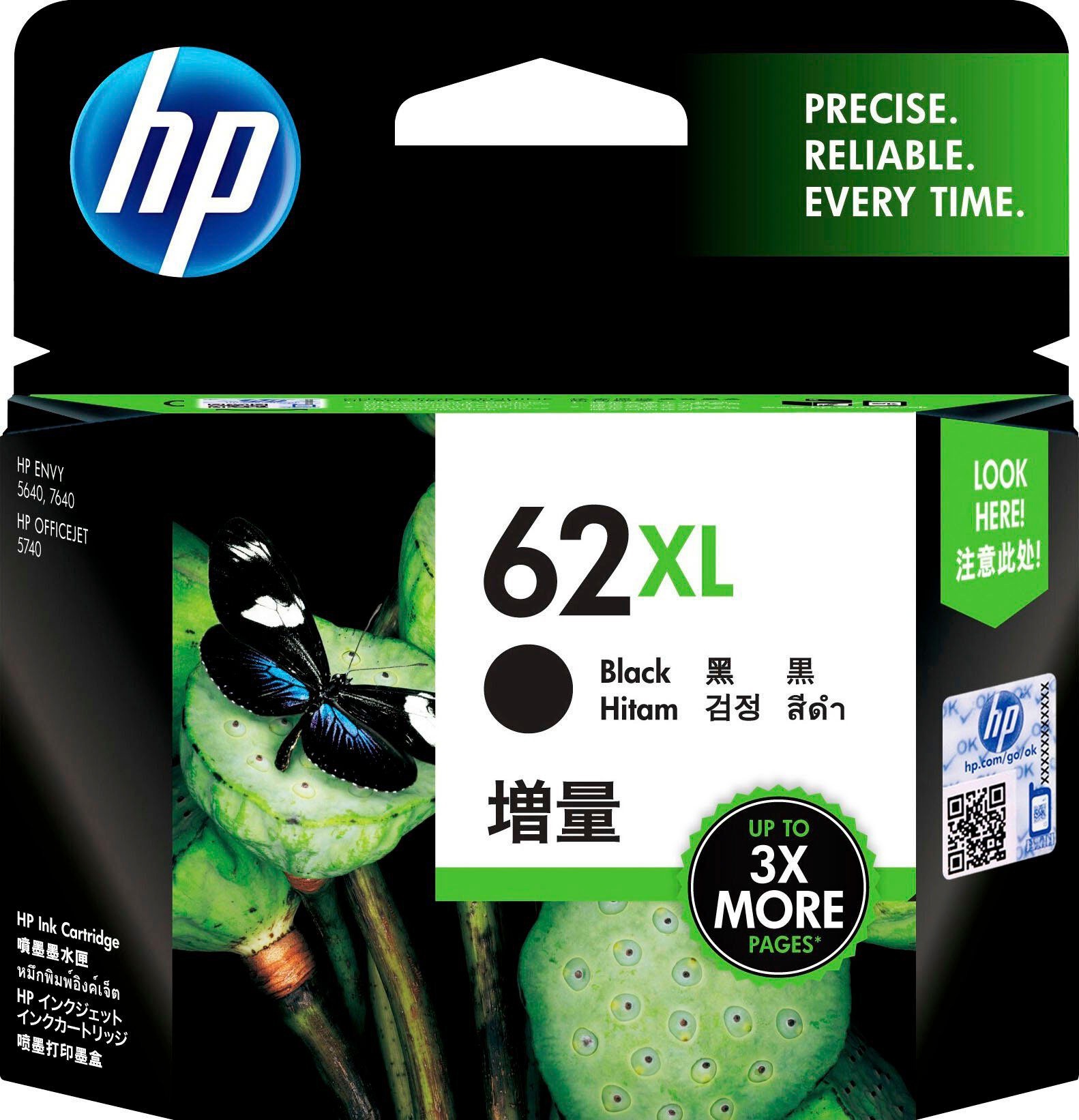 HP Tintenpatrone »62XL«, (1 St.), original Druckerpatrone 62 schwarz XL