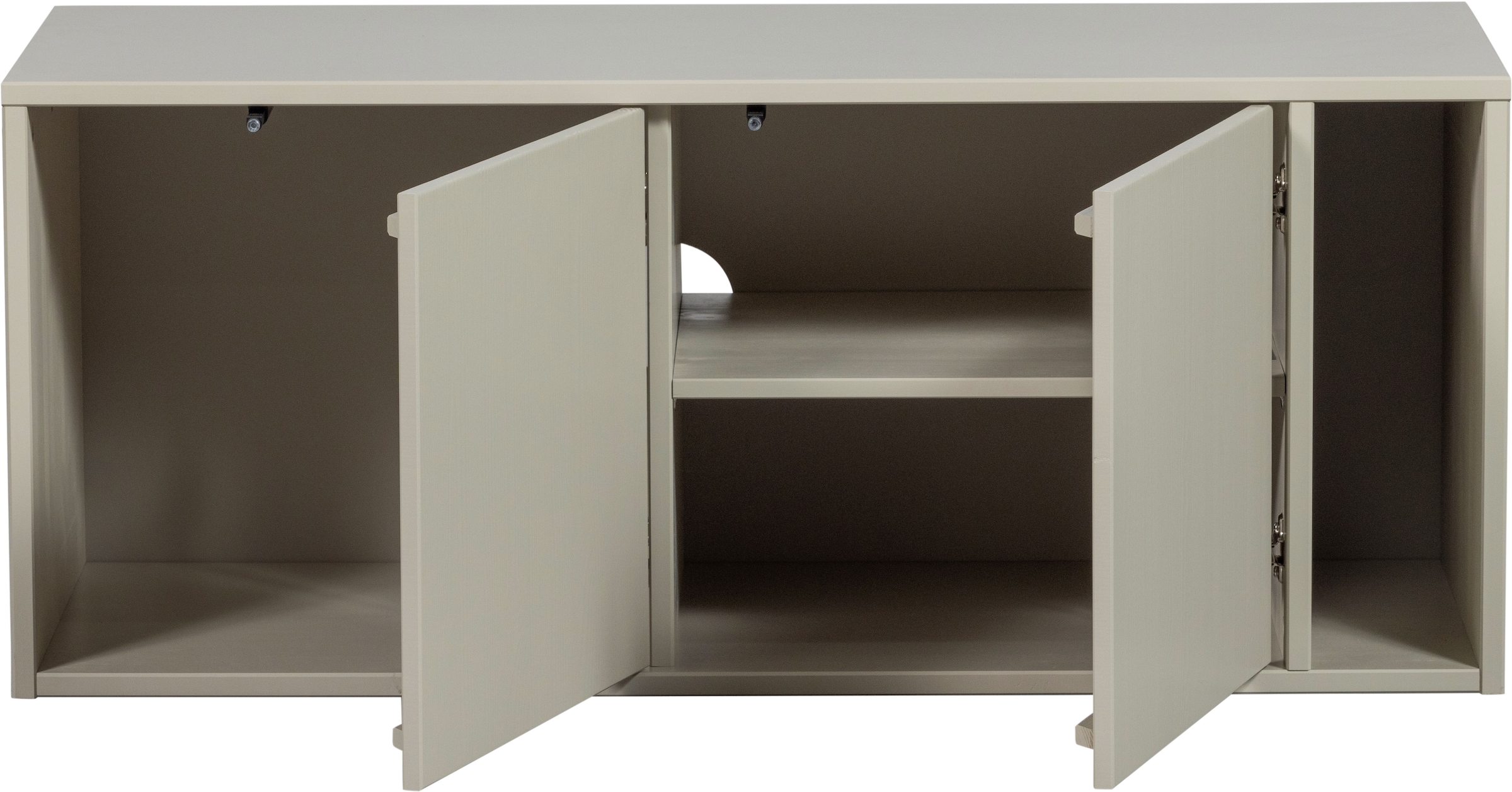 WOOOD Lowboard »Settle Down FSC®-Kiefernholz mit Druckmechanismus, H45 x B108 x T44 cm« Kabelöffnung, beidseitig montierbar, Schutzlackiert, Pfleigleicht