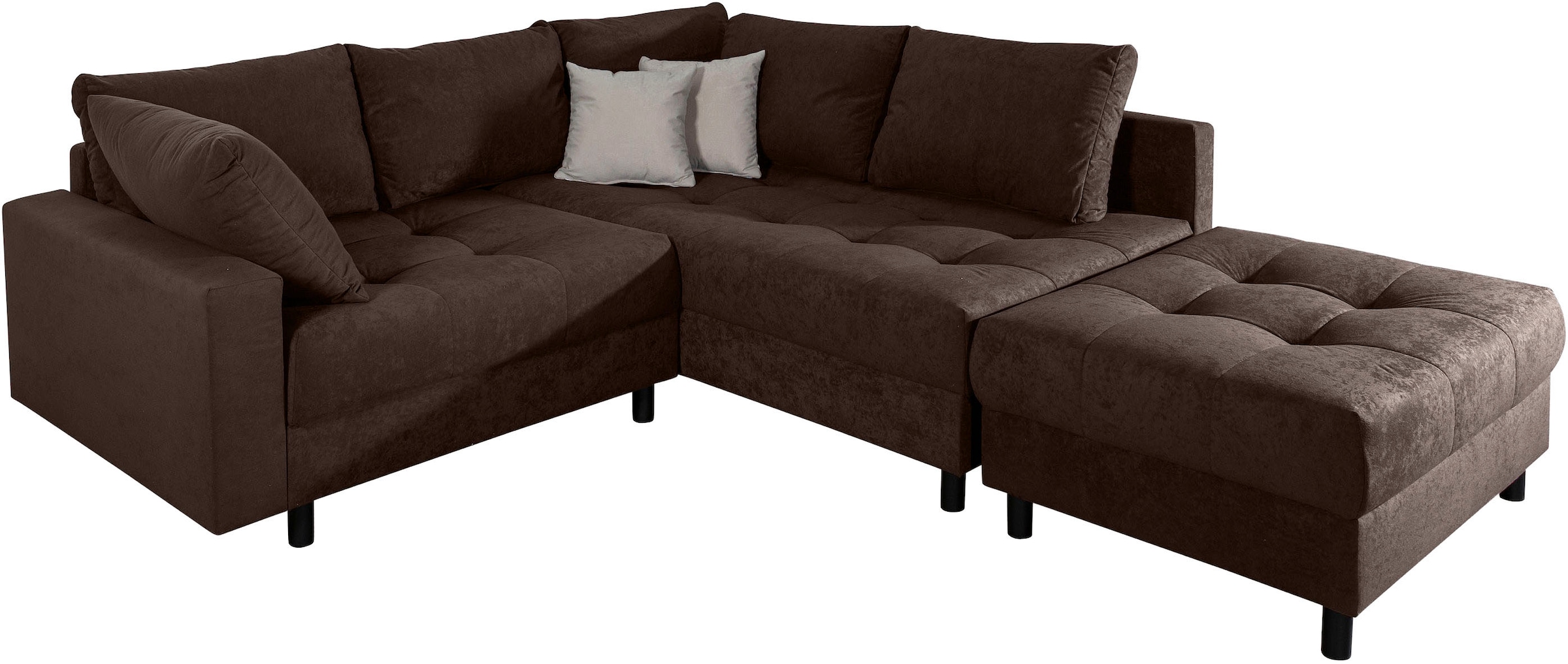 COLLECTION AB Ecksofa »Toni L-Form, B: 215 cm« mit Hocker & 2 Zierkissen, Federkern