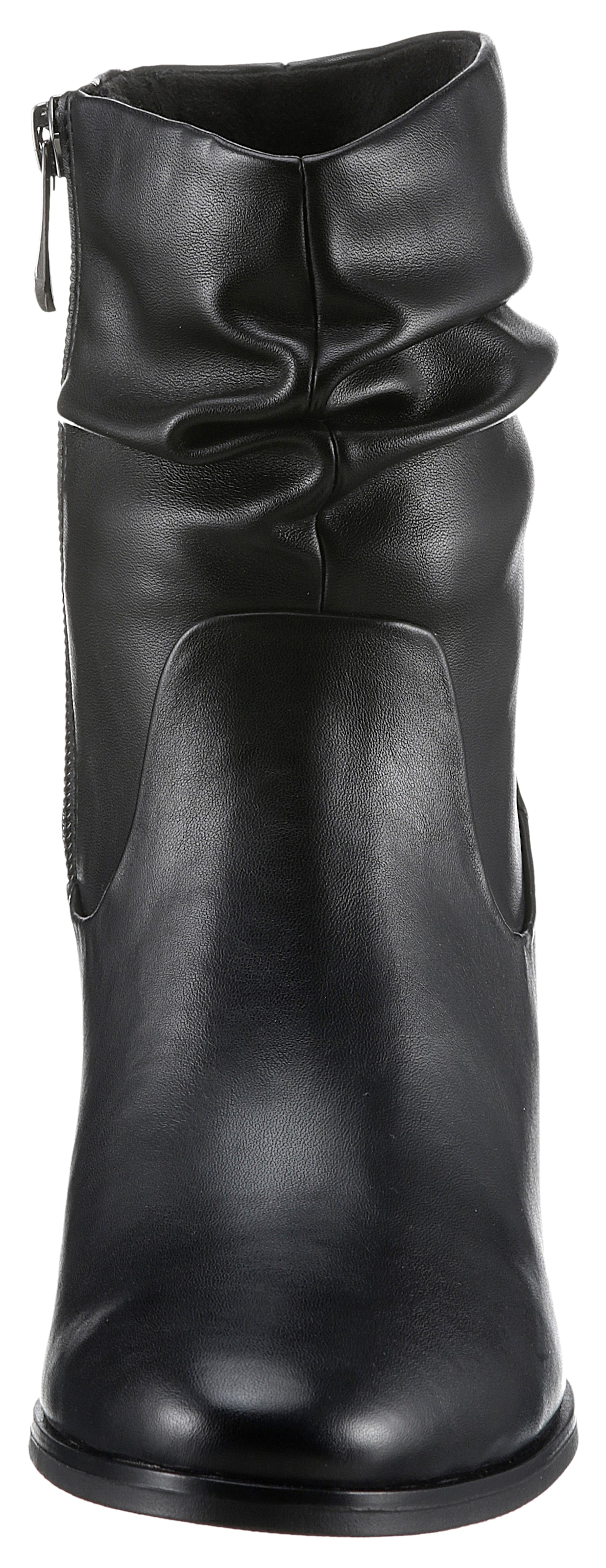 MARCO TOZZI Stiefelette, Blockabsatz, Businessschuh mit Falten im slouchy Look