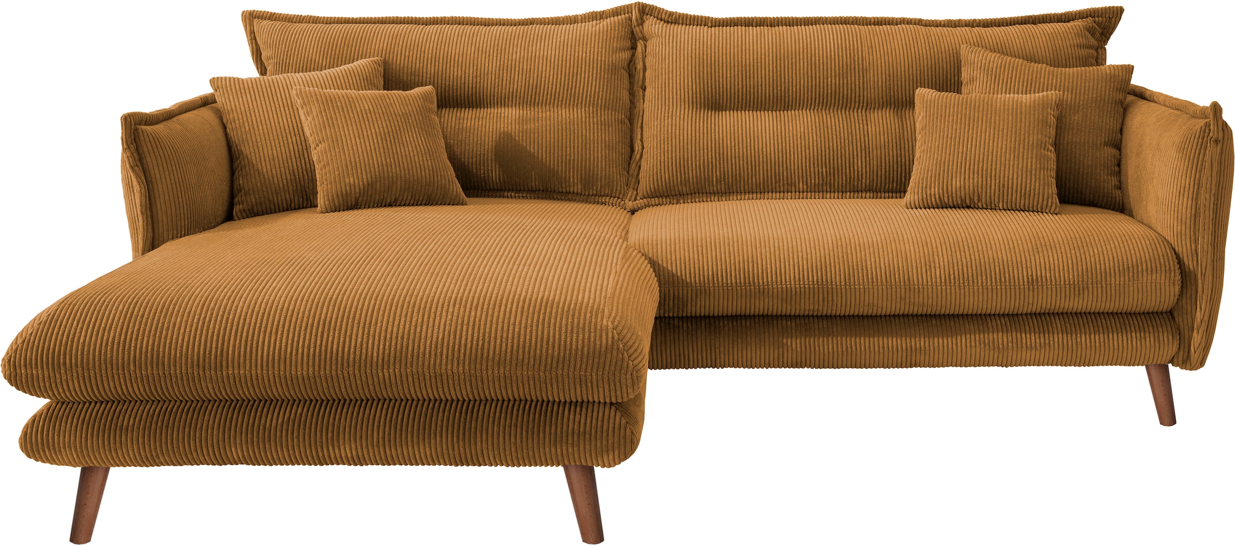 INOSIGN Ecksofa »Lazio modern und bequem, schmale Armlehnen, tolle Detailverarbeitung«, zwei verschiedene Fussfarben wählbar