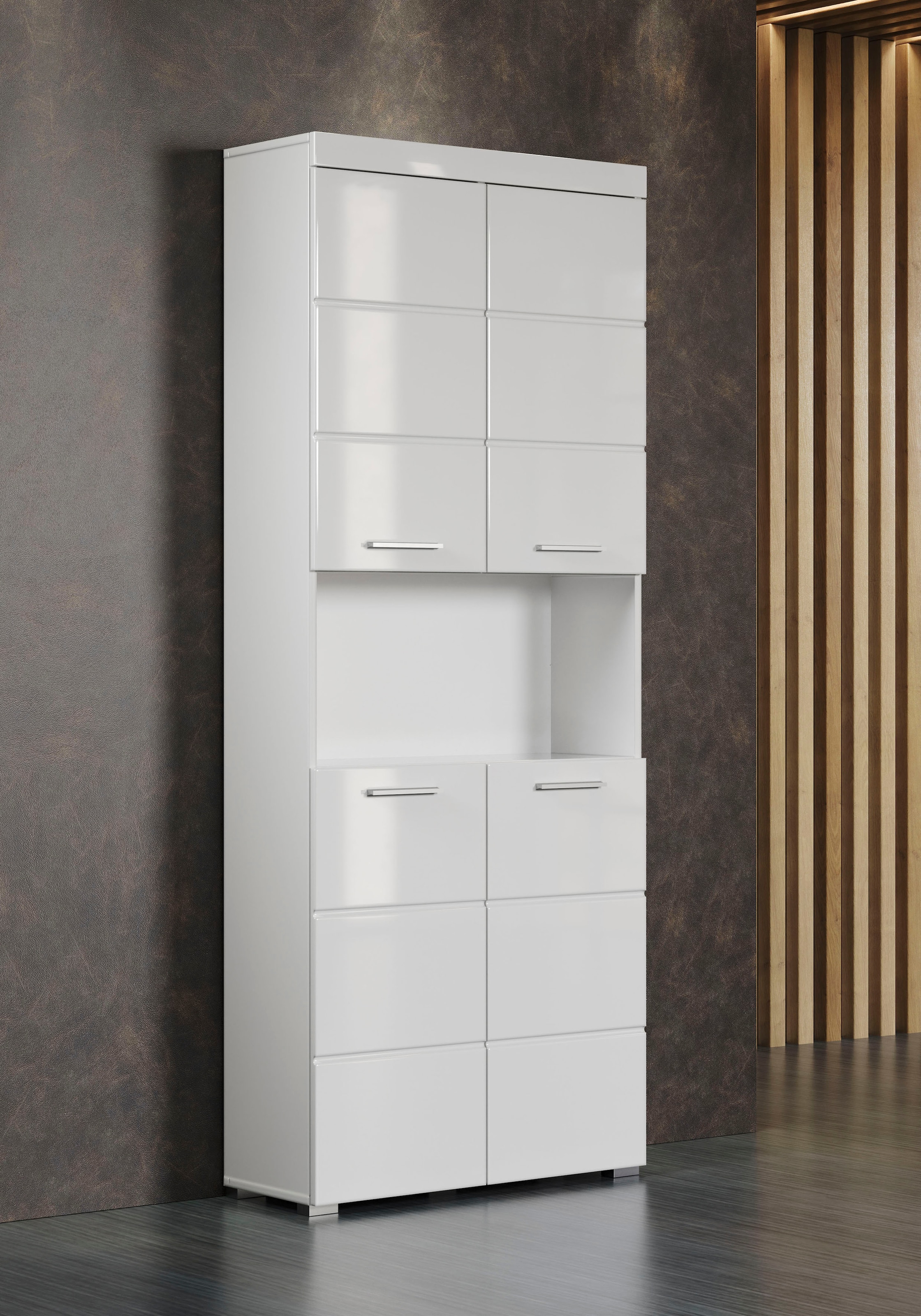welltime Hochschrank »Avena«, Badschrank 4-türig mit o. Fach und 4 Einlegeböden - B/T/H 73/31/190 cm