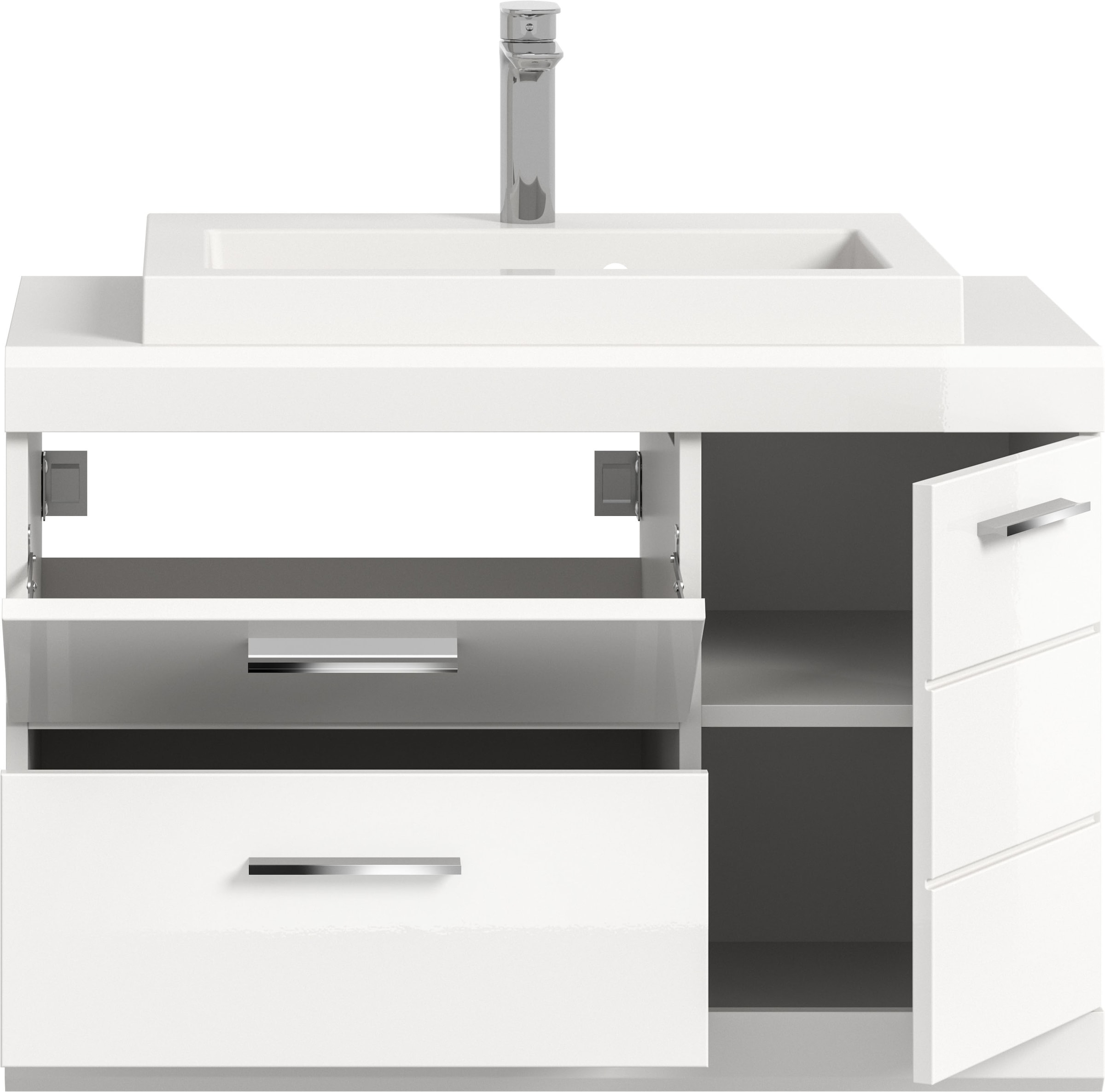 welltime Waschtisch »SIENA, hängend, inkl. Aufsatzwaschbecken, Breite 80 cm, MDF-Front« WBU, Badmöbel, Badschrank, Kommode, Unterschrank, Bad, Hängeschrank