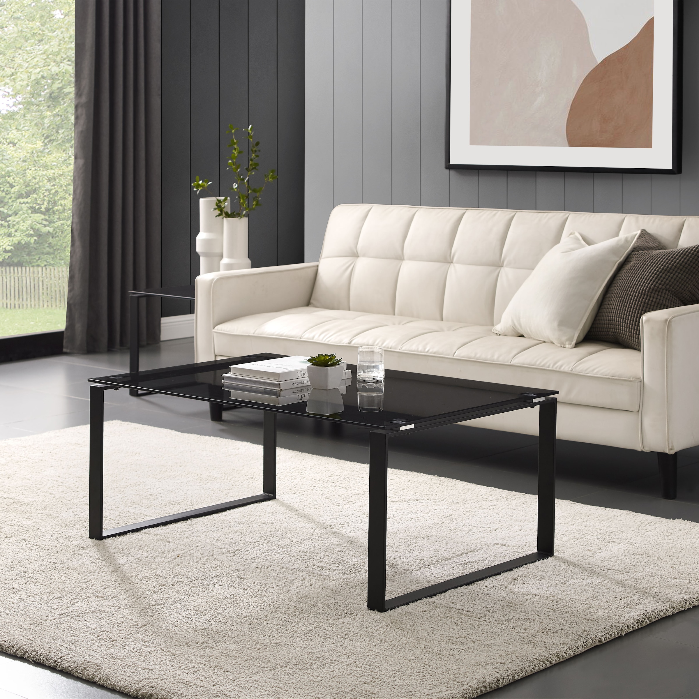 Places of Style Couchtisch »Simsbury«, Tischplatte aus gehärtetem Glas 0,8 cm, Gestell aus Metall, Höhe 45 cm