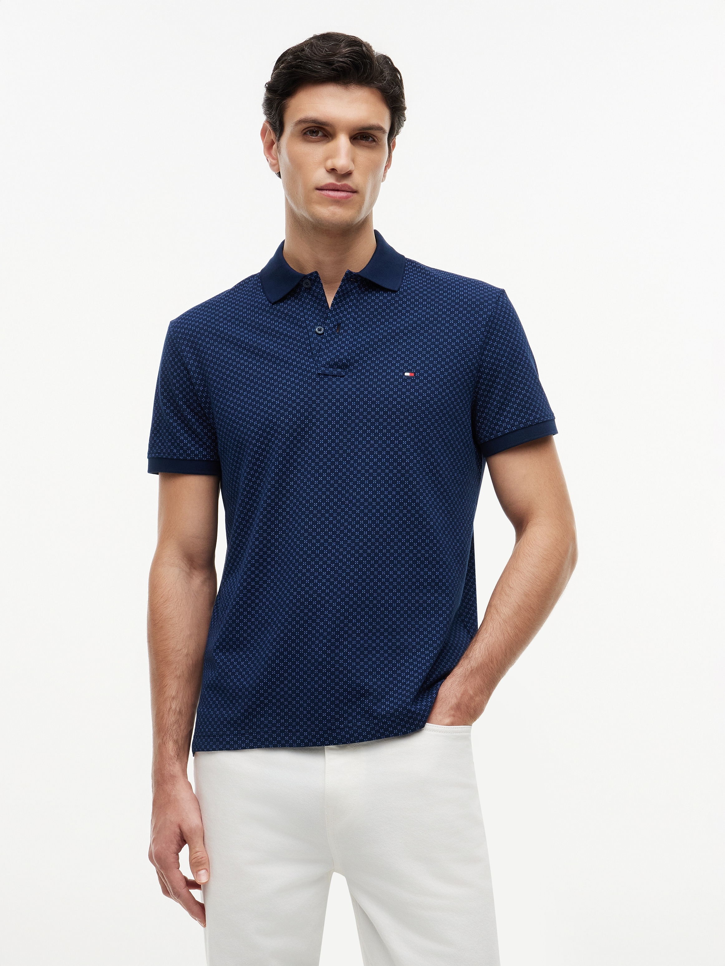 Tommy Hilfiger Polo »MICROPRINT PIQUE« avec motif géométrique, coupe régulière