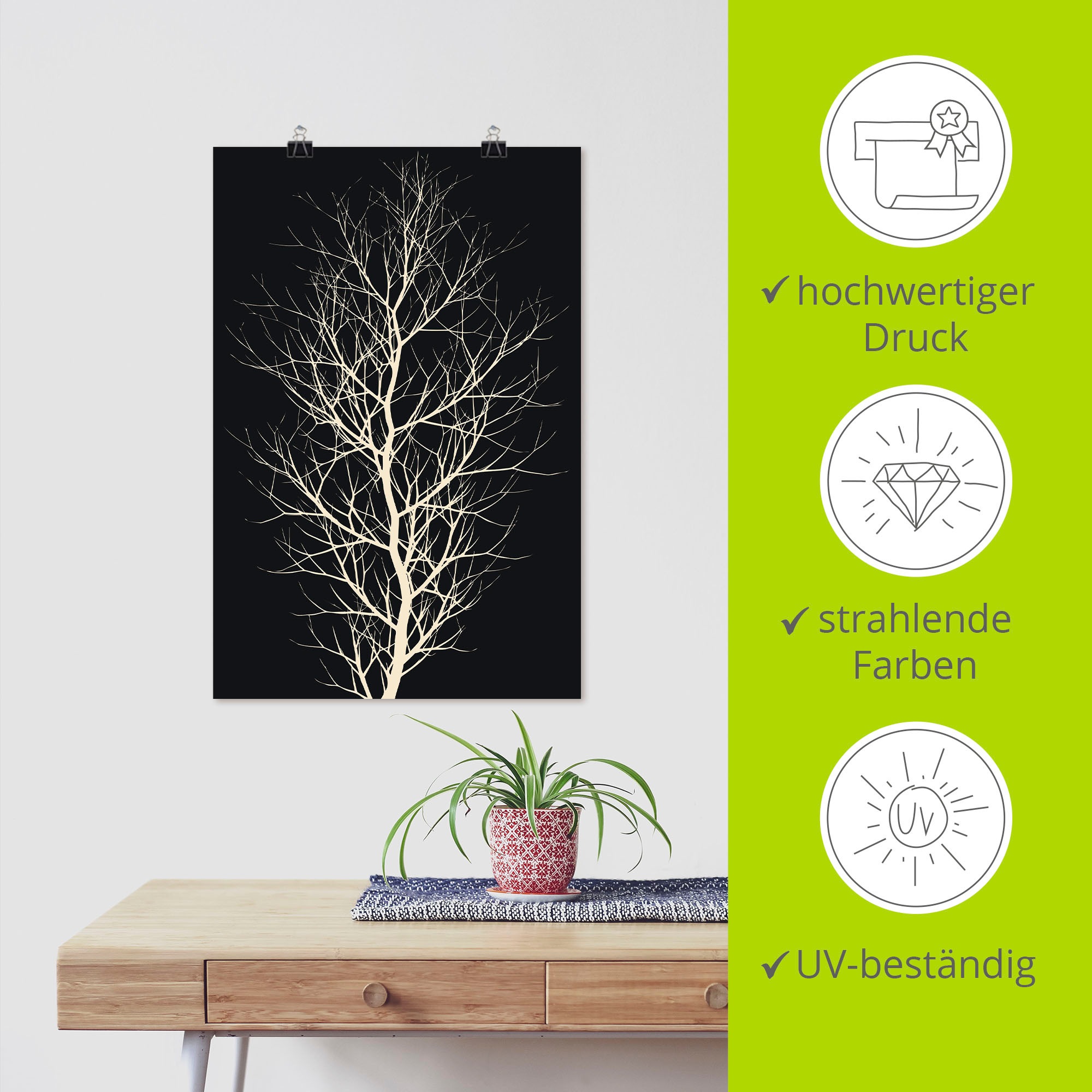 Artland Poster »Der schwarze Baum«, Baumbilder, (1 St.), als Alubild, Leinwandbild, Wandaufkleber oder Poster in versch. Grössen