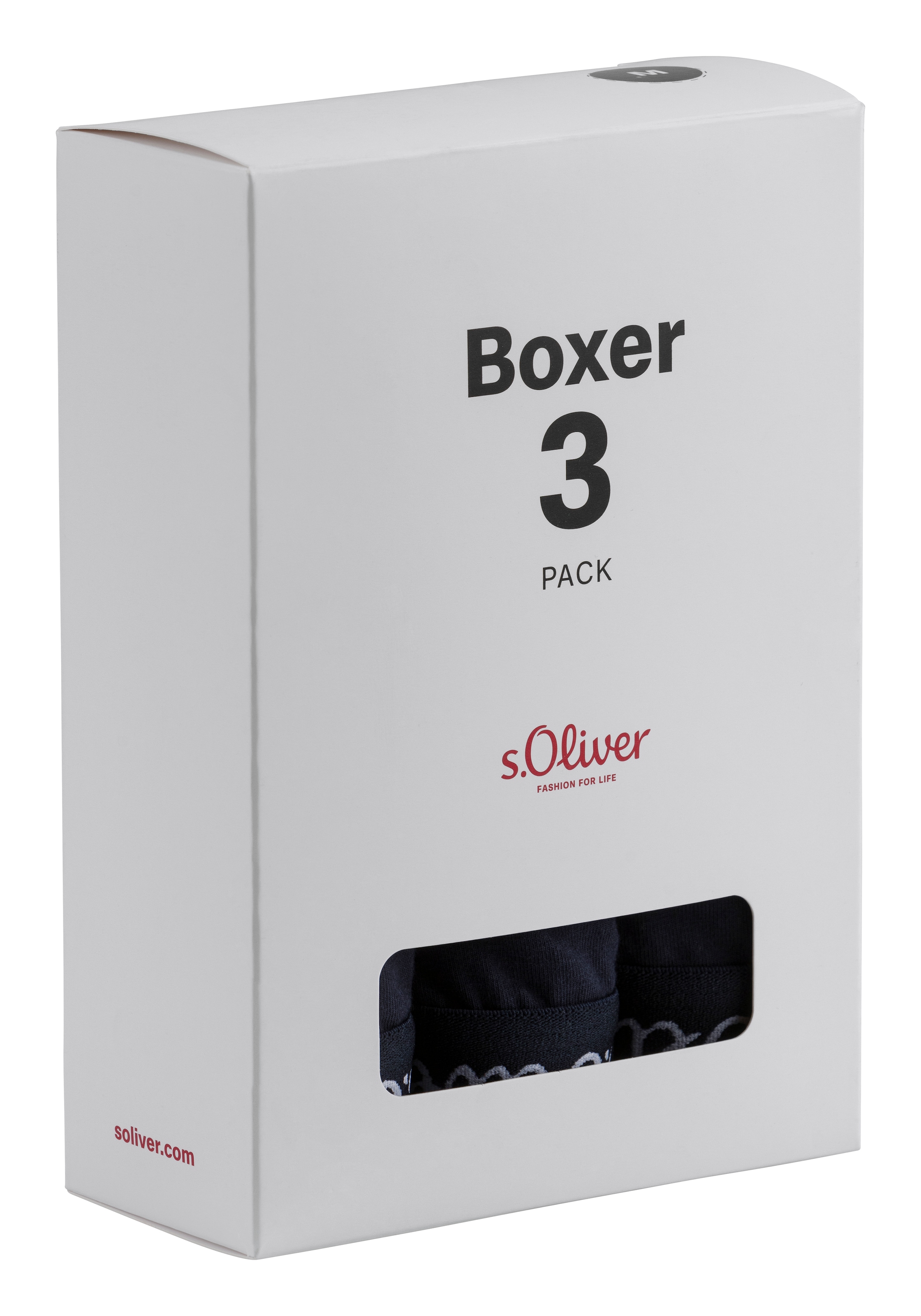 s.Oliver Boxer Packung, 3 Stk. mit farblich passendem Logo-Webbund
