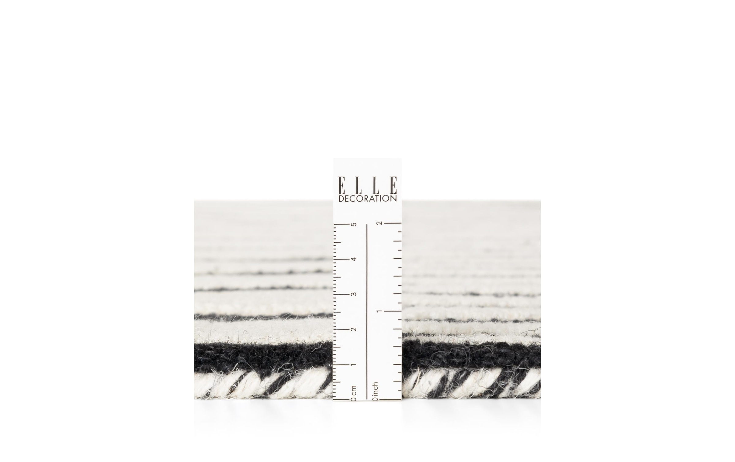 ELLE DECORATION Teppich »Pulse« rechteckig 12 mm Höhe Wolle, Natur, Wohnzimmer, schwarz weiss, Modern, Geometrisch, Streifen