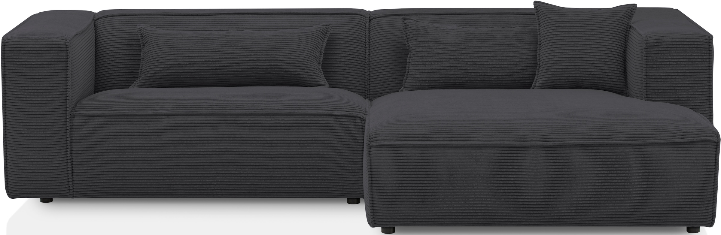 LeGer Home by Lena Gercke Canapé d'angle »PIARA mit Kedernaht, Cord, Leinenoptik o. Strukturstoff, Couch, L-Form« wahlweise Ottomane rechts/links, schwarze Füsse, bequemer Sitzkomfort