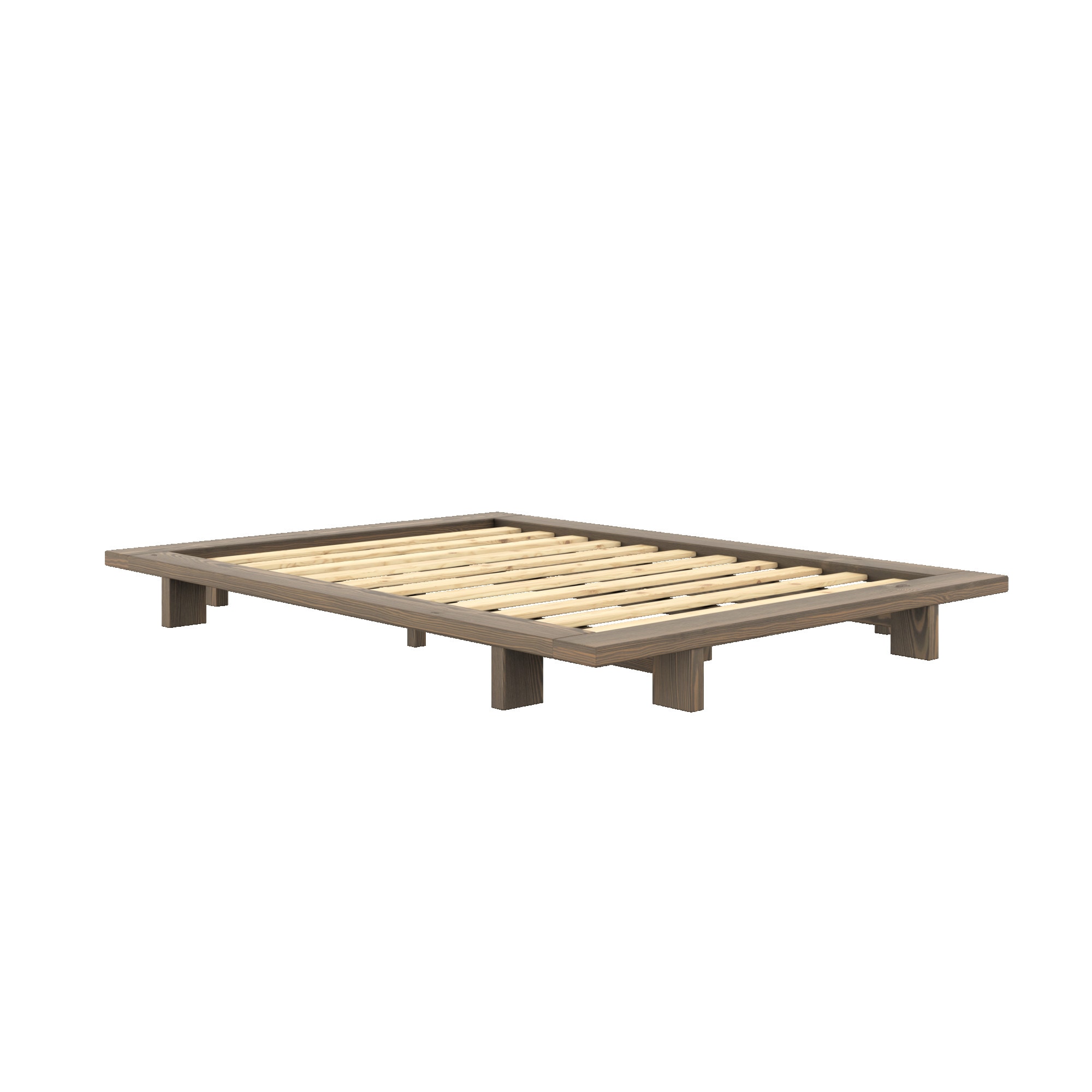 Karup Design Bettgestell »JAPAN BED Bodenbett, Holzrahmen, Futonbett, Jugendbett, Holzbett«, Massivholzbett mit Lattenrost, Kiefer massiv, Doppelbett ohne Kopfteil