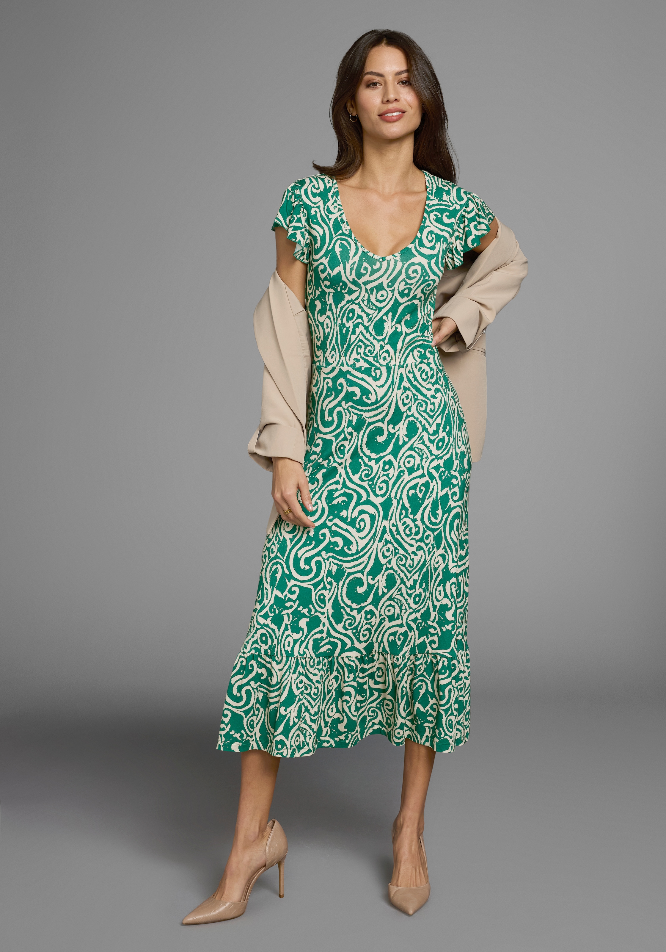 Image of Laura Scott Jerseykleid mit Alloverdruck & leicht gerafften Flügel-Ärmeln