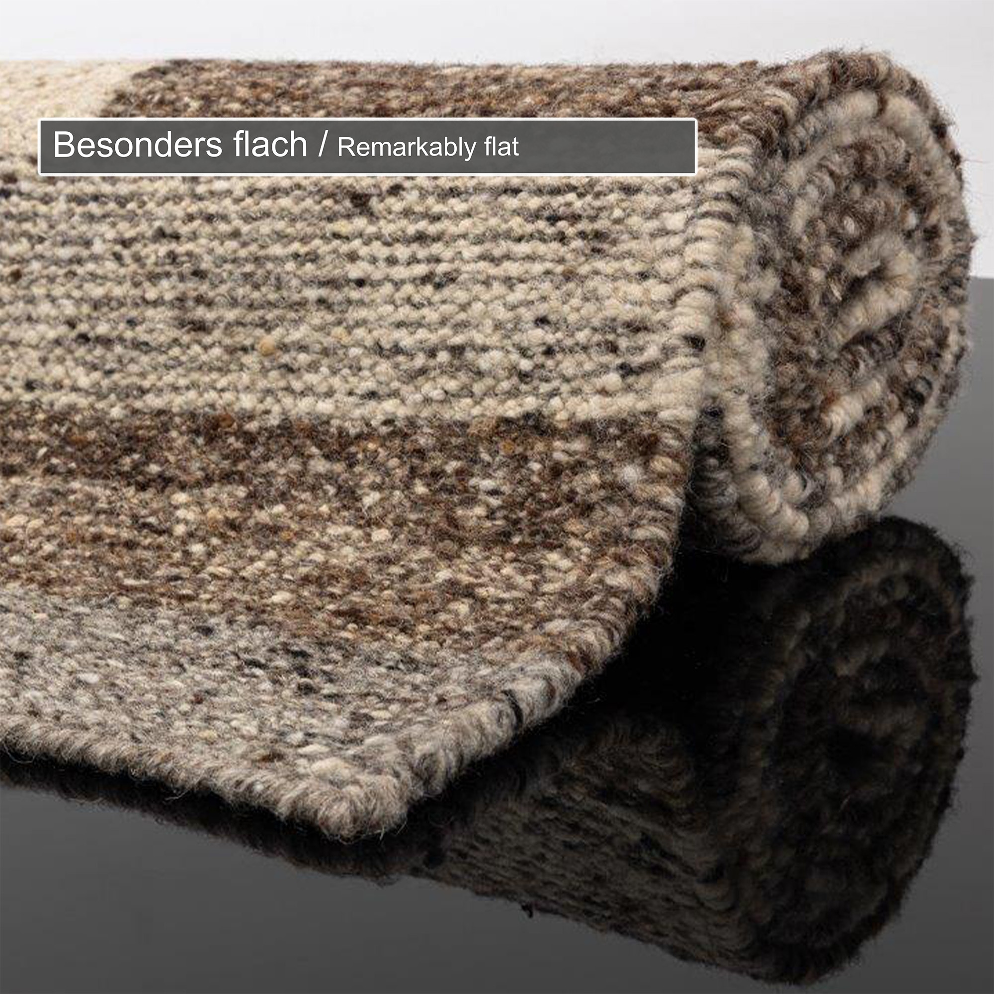 THEKO Tapis en laine »Ehrwald TK-157« Rectangulaire 12 mm Höhe Wendeteppich, besonders flach, handgewebt, reine Wolle, mit Bordüre