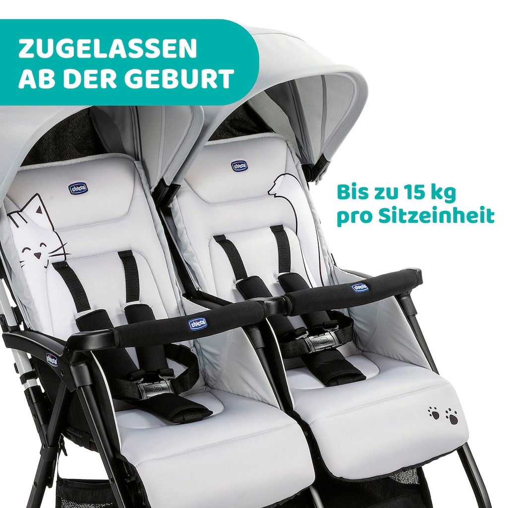 Chicco Zwillingsbuggy »OHlalà Twin, Silver Cat«, 15 kg
