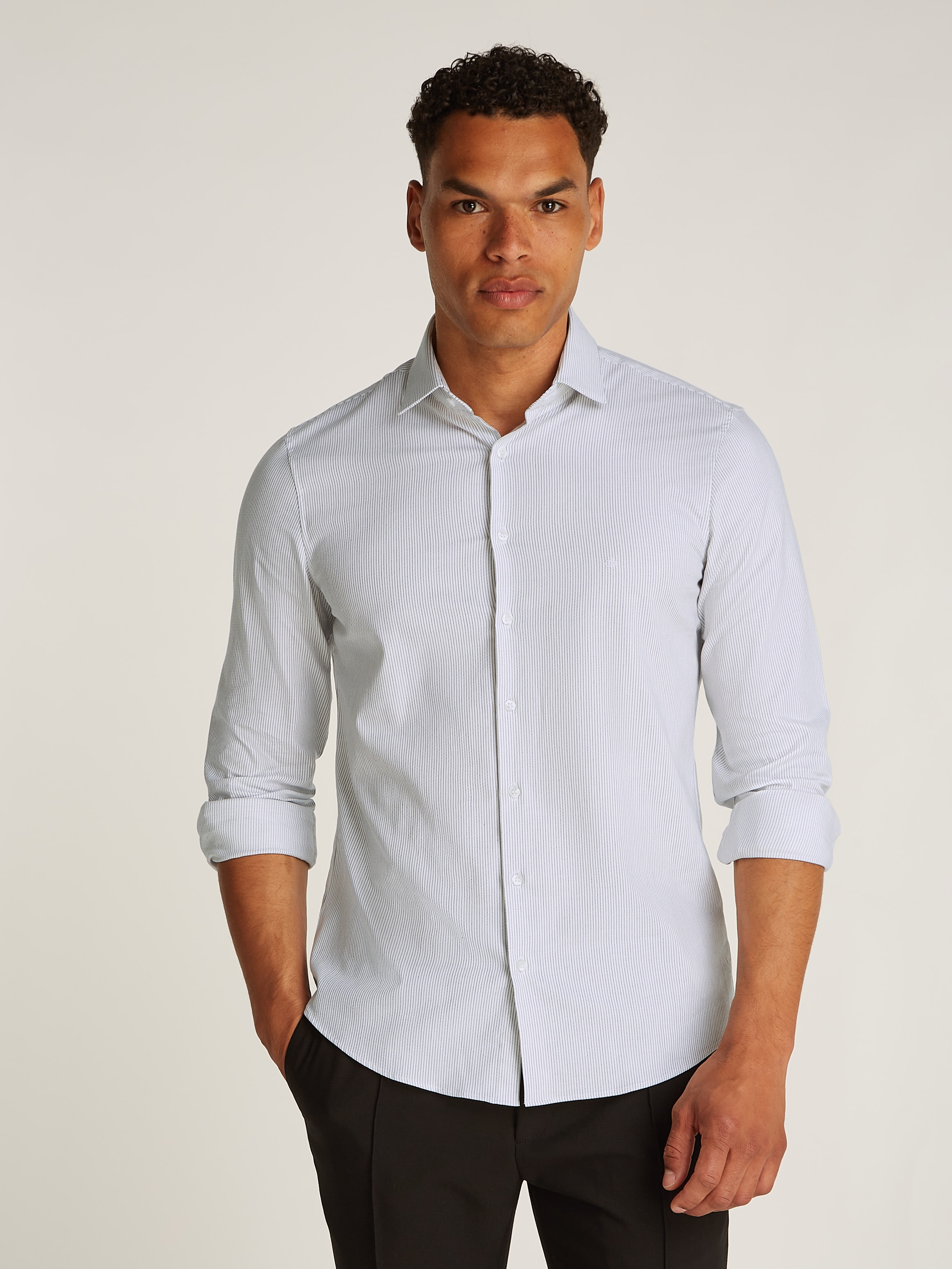 Image of Calvin Klein Jeans Businesshemd "BUSINESS STRIPE SLIM SHIRT" mit Logoprint