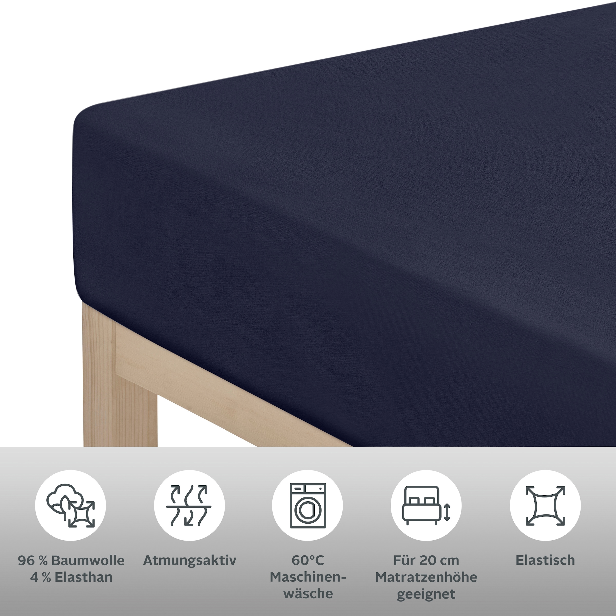 GOODproduct Draps de lit »Cremona, BASIC und PREMIUM Qualität, mit Elasthan, Baumwolle« Jersey Bettlaken ab Grösse 90x200 cm, Strapazierfähig und langlebig