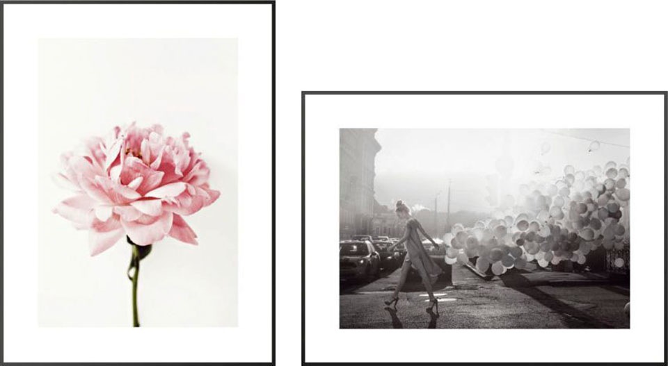 Image of Reinders! Wandbild »Blumen und Ballons Schwarz-Rosa - Wandbildset«, (Set) bei Ackermann Versand Schweiz