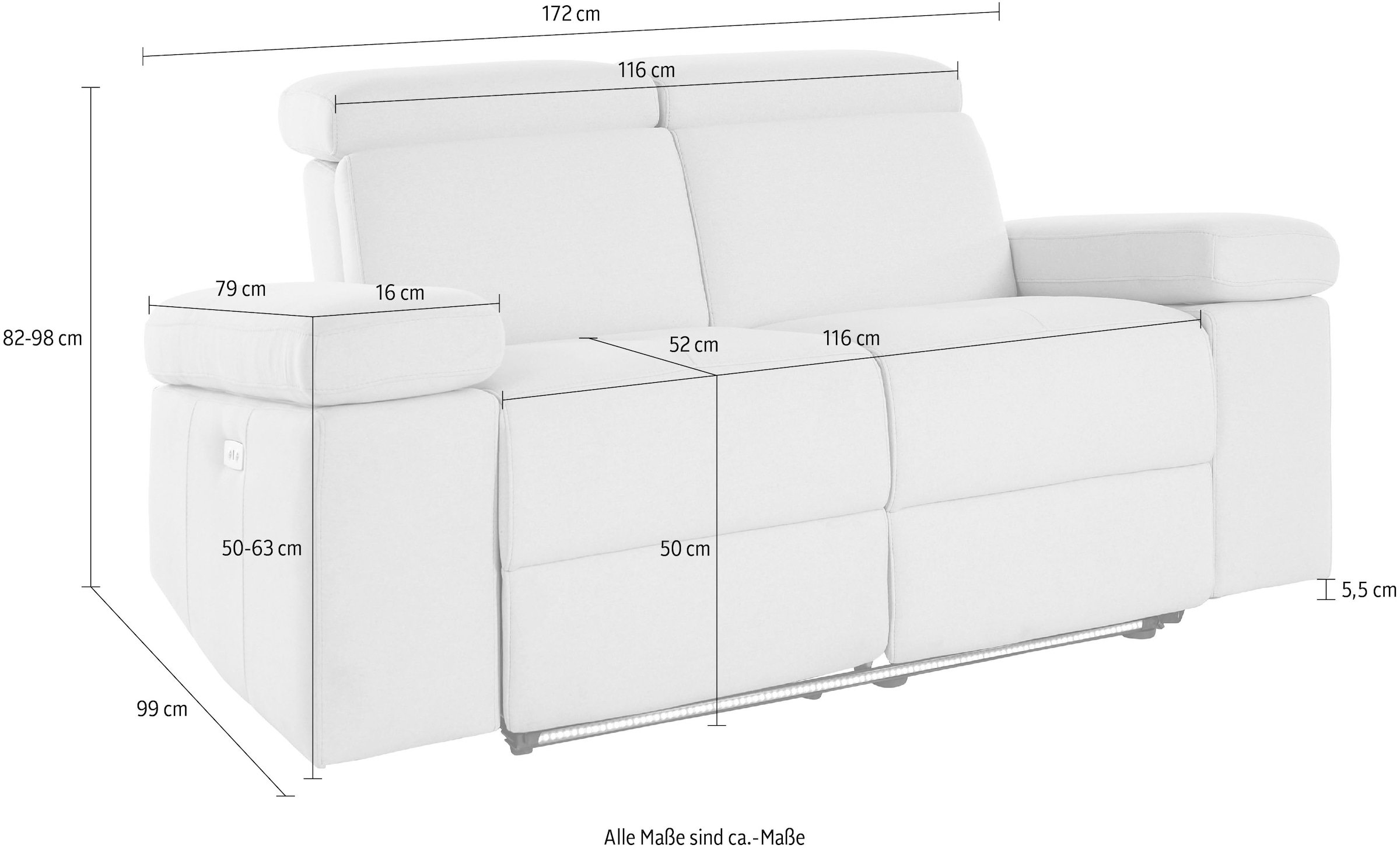 Home affaire 2-Sitzer »Kilado« mit Relaxfunktion, verstellbarer Armlehne, Kopfteilverstellung