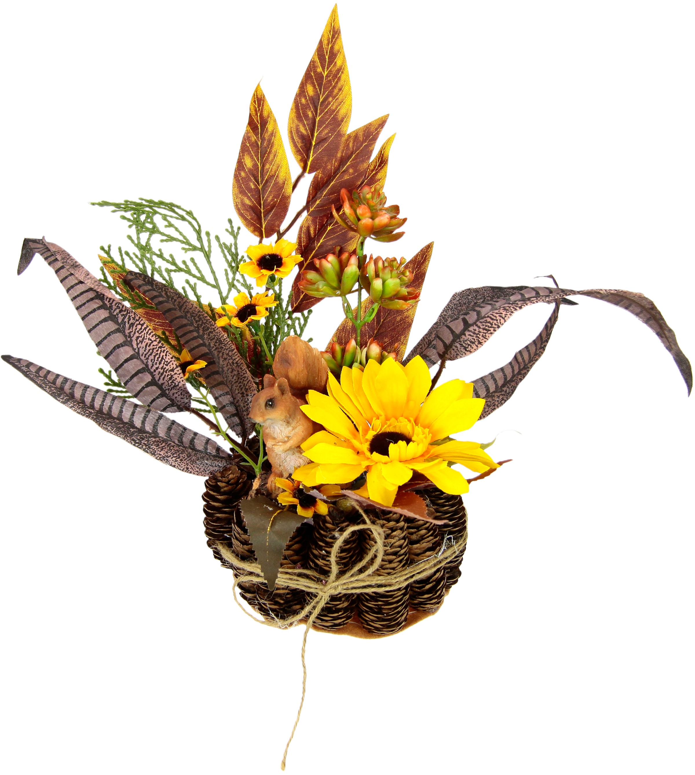 Kunstpflanze »Sonnenblumen-Arrangement«, Im Zapfen-Topf