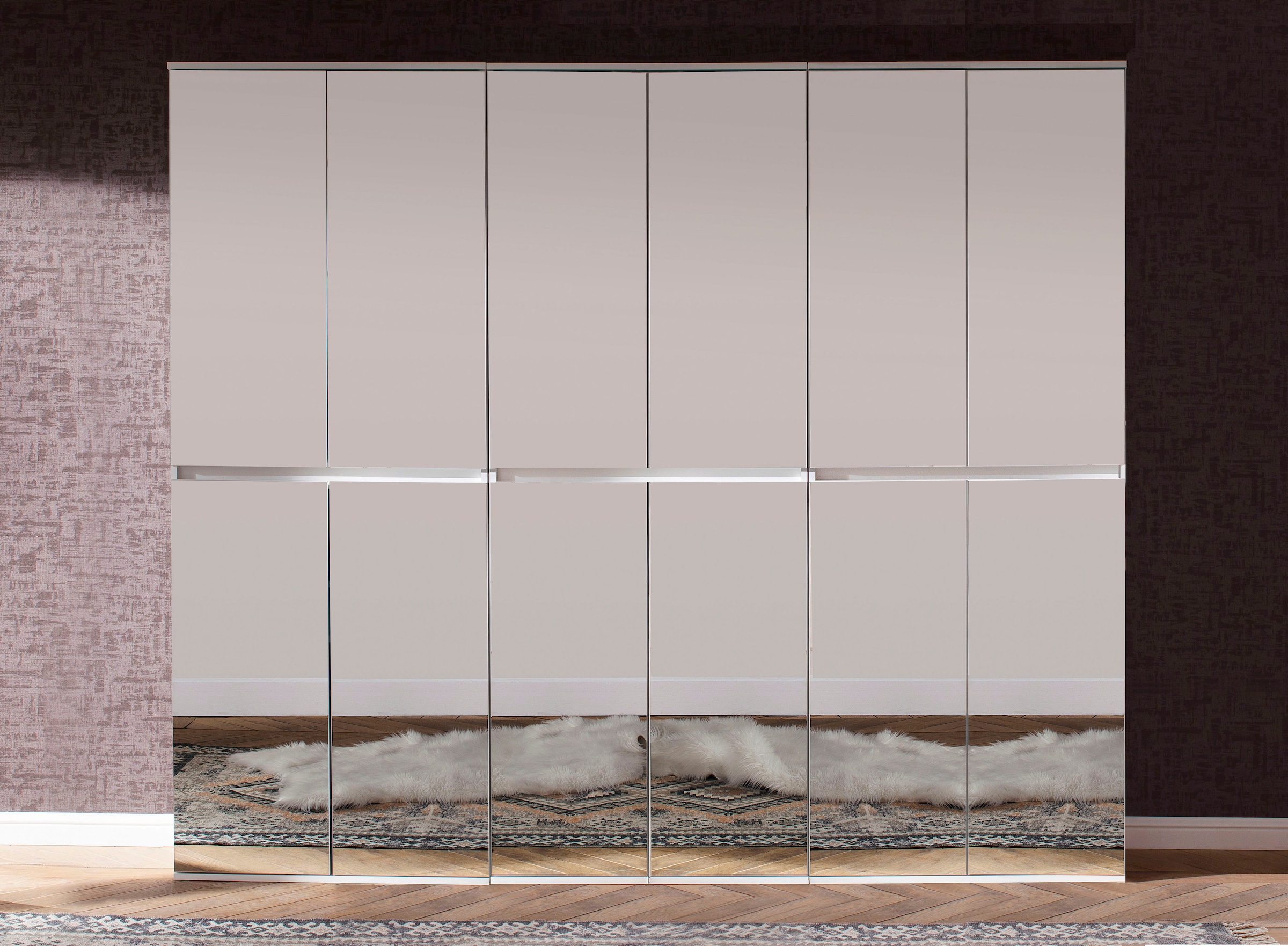 INOSIGN Garderoben-Set »Malcesine«, (3 St.), 3 Mehrzweckschränke mit Spiegelglasfronten - (B/T/H) 222/34/191 cm