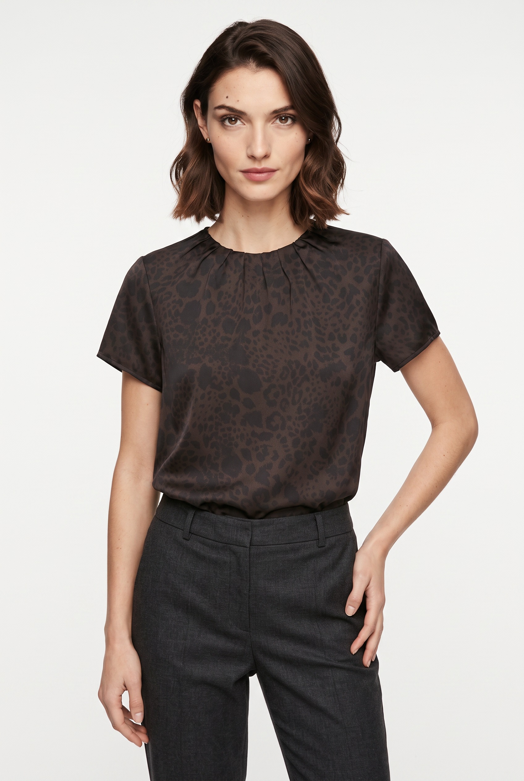 Image of s.Oliver BLACK LABEL Kurzarmbluse Sommerbluse mit Animal-Print