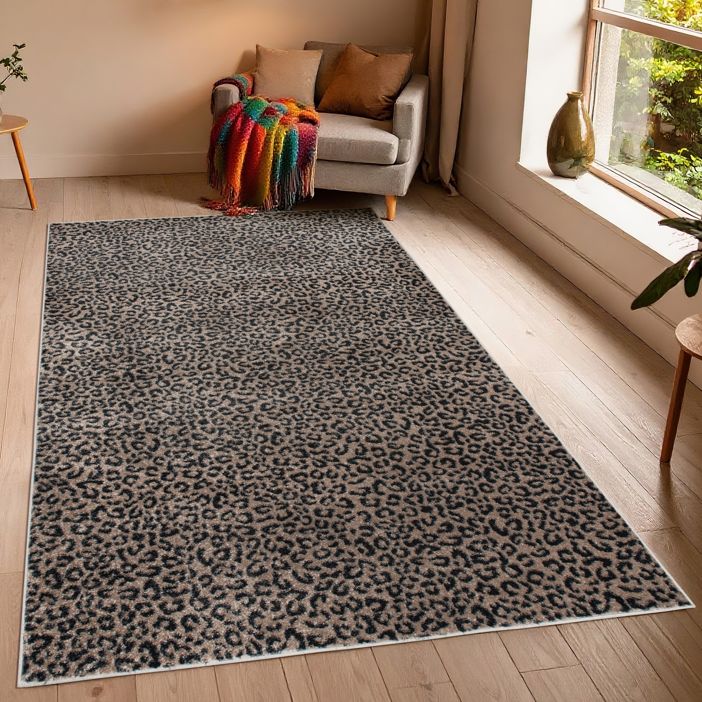 GOODproduct Teppich »Fynna, Leopardenmuster« rechteckig 9 mm Höhe besonders weicher Flor, Wohnzimmer, Schlafzimmer, Esszimmer