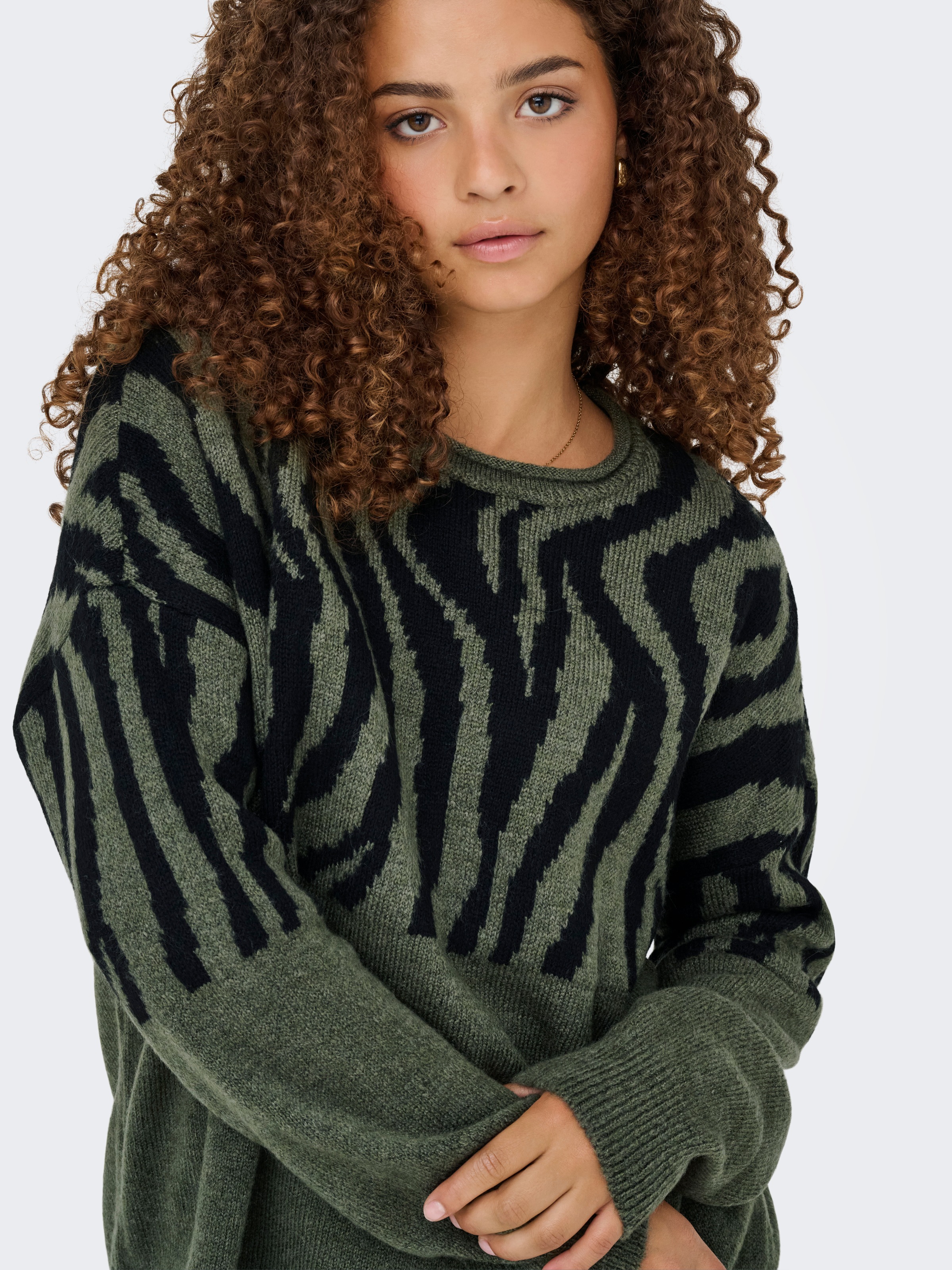 ONLY Rundhalspullover »ONLJADE ANIMAL LS O-NECK NOOS KNT«
