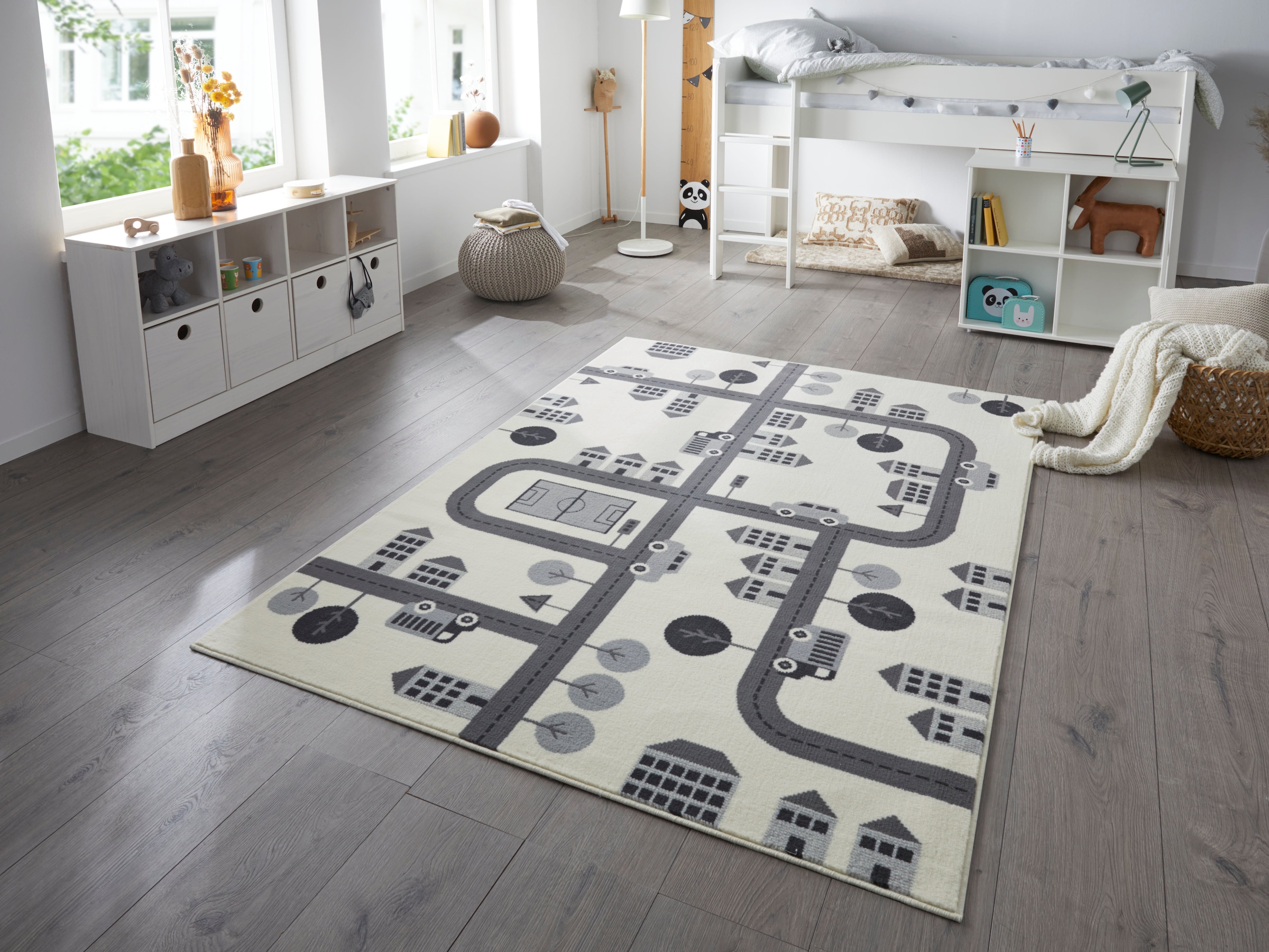 HANSE Home Kinderteppich »Town«, rechteckig, 0,9 mm Höhe, Kurzflor, Kinderteppich, Spielteppich, Strassen Design, Kinderzimmer