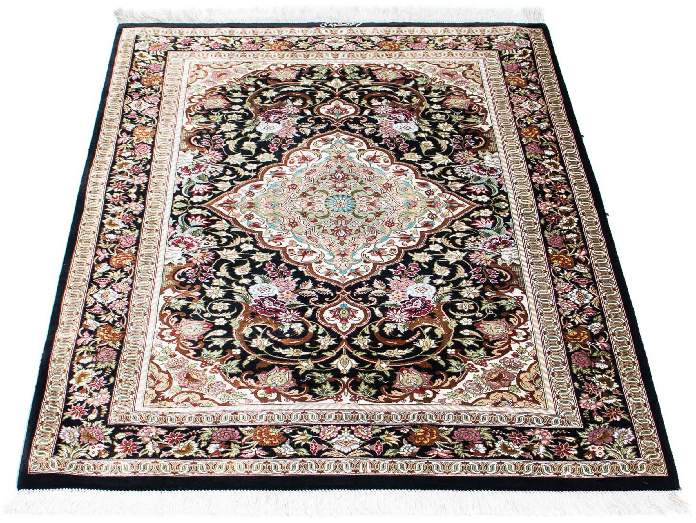 Image of morgenland Orientteppich »Perser - Ghom - 114 x 80 cm - dunkelblau«, rechteckig, 10 mm Höhe, Wohnzimmer, Handgeknüpft, Einzelstück mit Zertifikat bei Ackermann Versand Schweiz