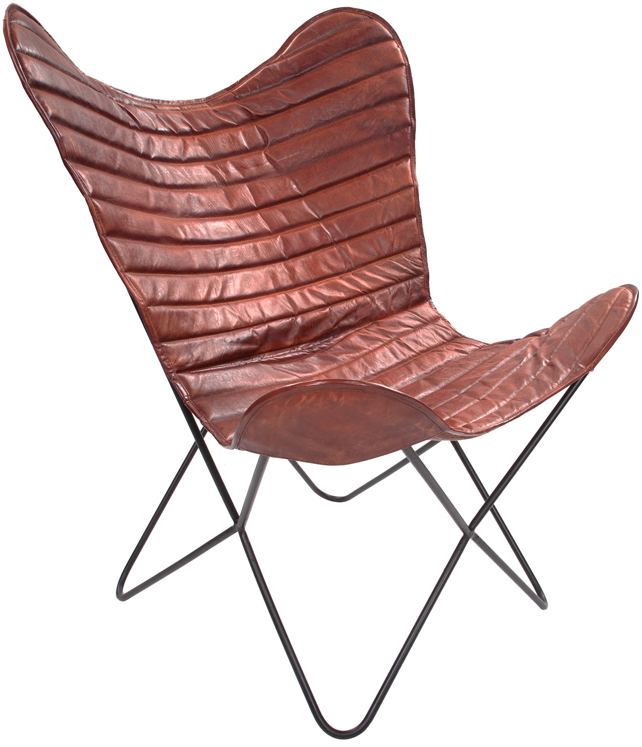 Kayoom 4-Fussstuhl »Schmetterling Stuhl Santiago, Schmetterlingsstuhl aus Leder«, 1 St., pflegeleicht, hochwertig, hochwertig verarbeitet, hoher Sitzkomfort