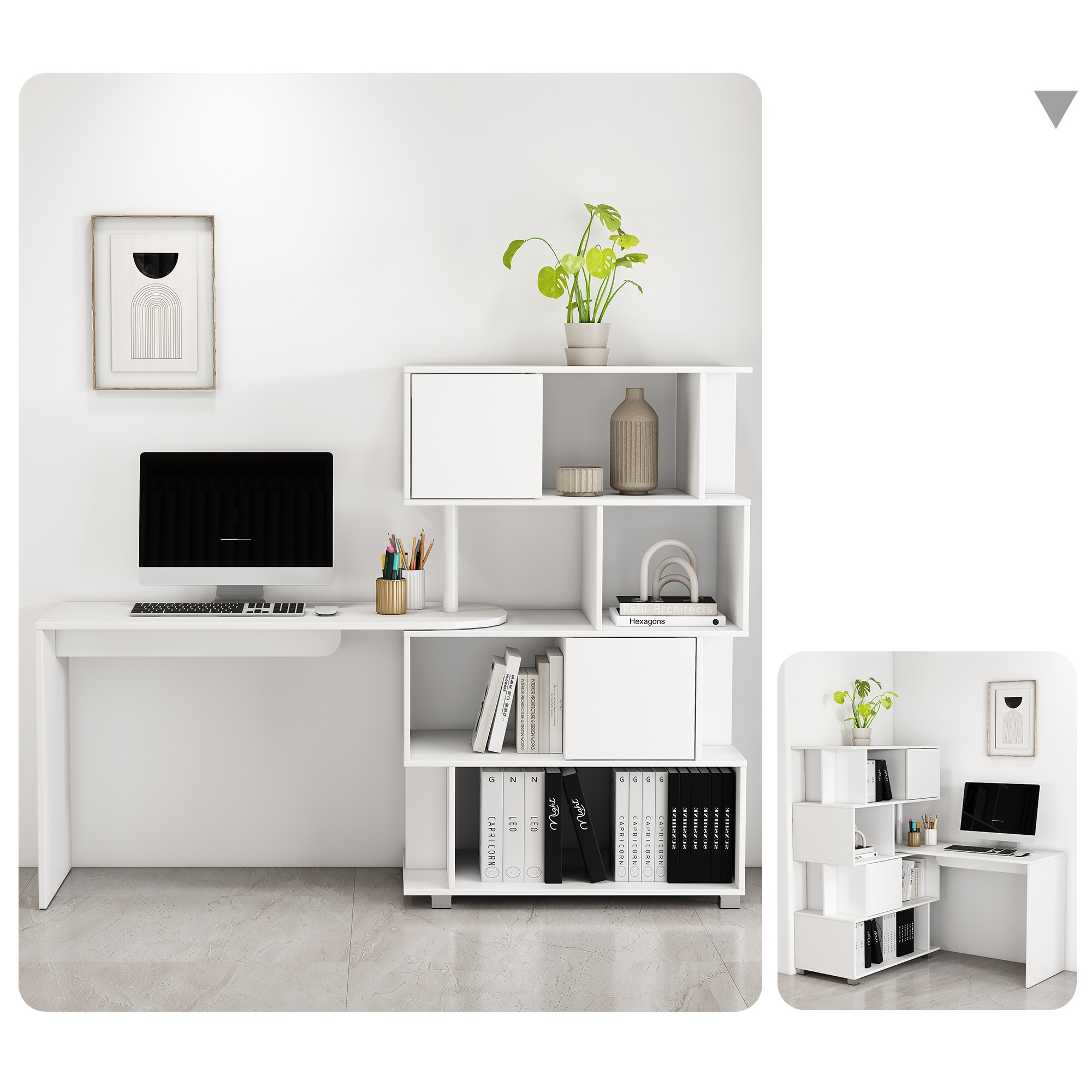 Image of GOODproduct Schreibtisch "Inovo" als Eckschreibtisch oder Schreibtisch nutzbar, viel Stauraum