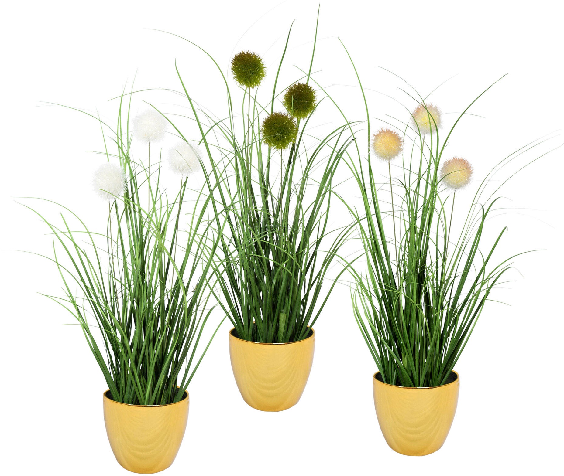Image of Leonique Kunstgras »Grasbusch mit Kletten«, (Set, 3 St.), Kunstpflanze, Gras, im Topf, 3er-Set bei Ackermann Versand Schweiz