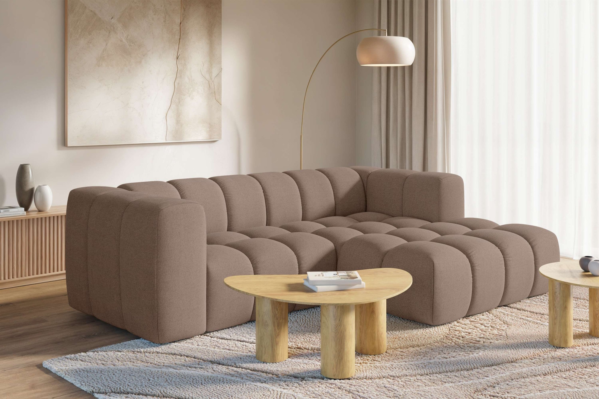 Image of homsy by Ana Johnson Ecksofa ""L" BOUBELLE L-Form, Design-Sofa, Bubble-Optik, Breite 247 cm" hoher Sitzkomfort dank Wellenunterfederung, L Sitztiefe 63 cm